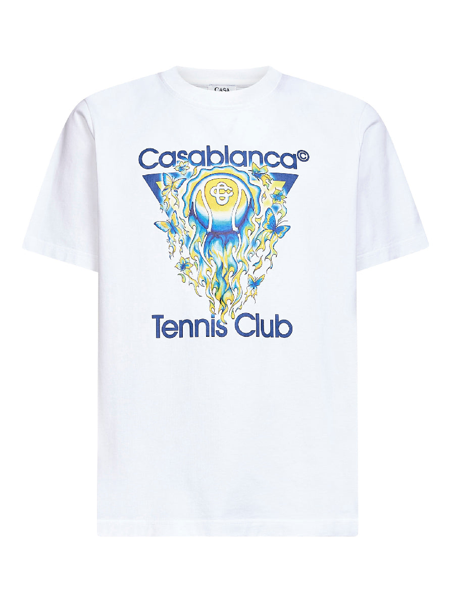Casablanca Men White Tennis Club Icon T-Shirt CASABLANCA