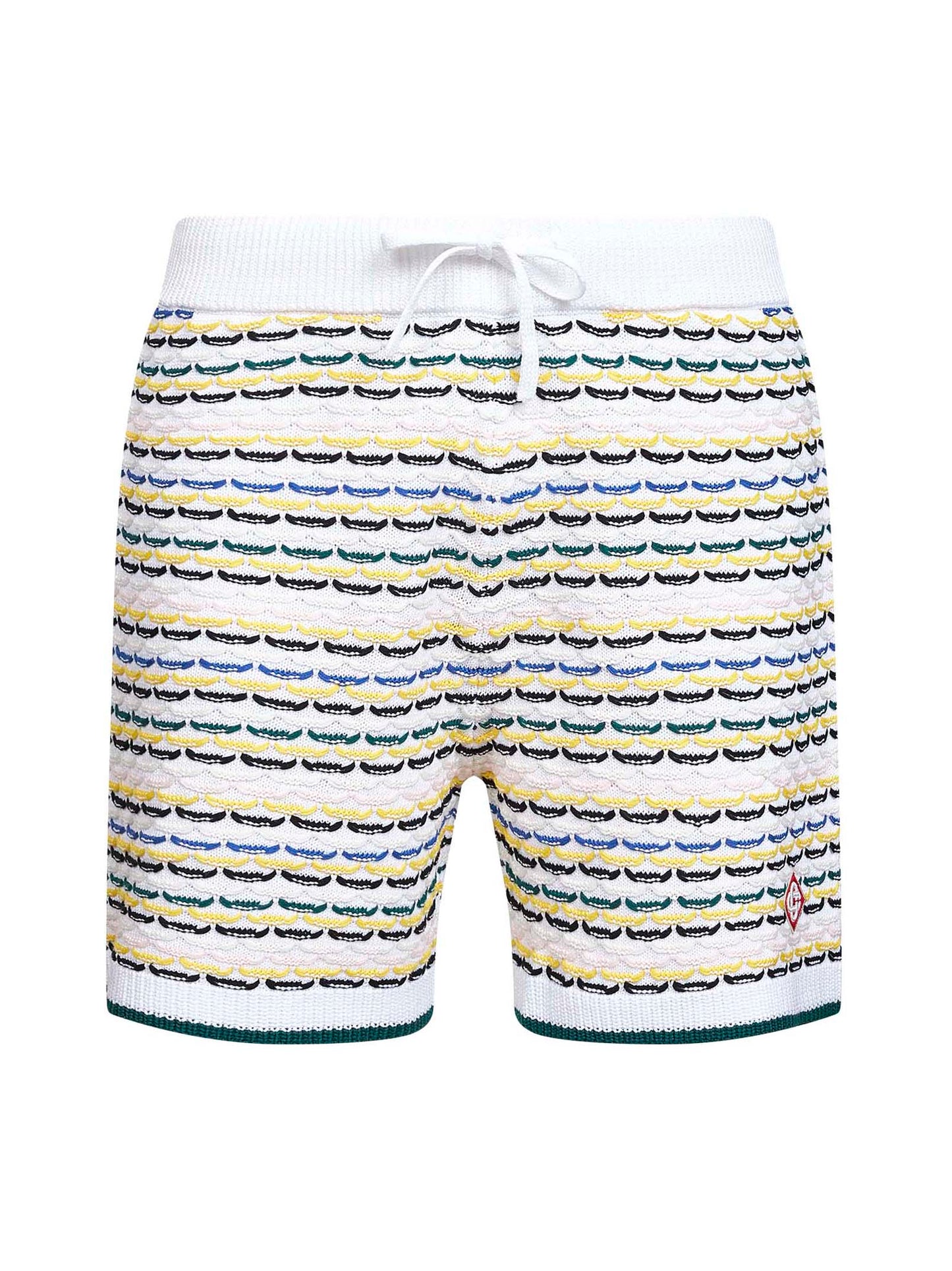 Casablanca Men White Crochet Cotton Tuck Stitch Shorts CASABLANCA