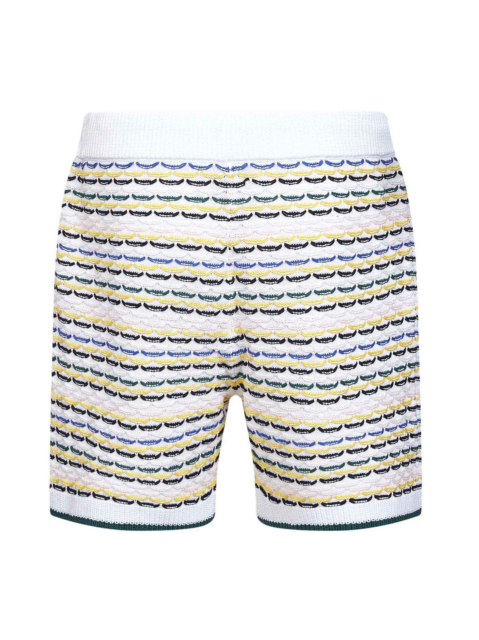 Casablanca Men White Crochet Cotton Tuck Stitch Shorts CASABLANCA