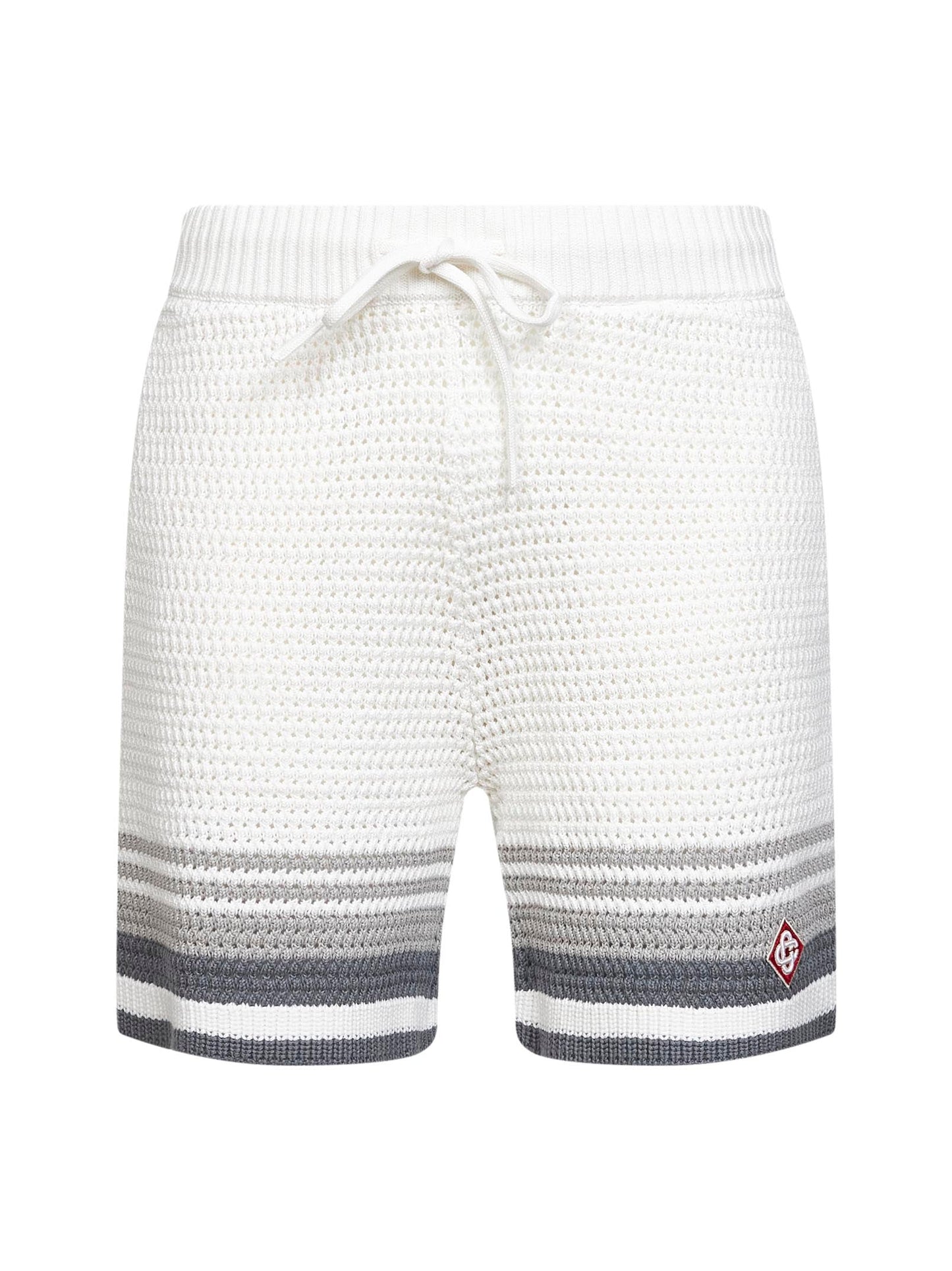 Casablanca Men White And Grey Crochet Cotton Shorts CASABLANCA