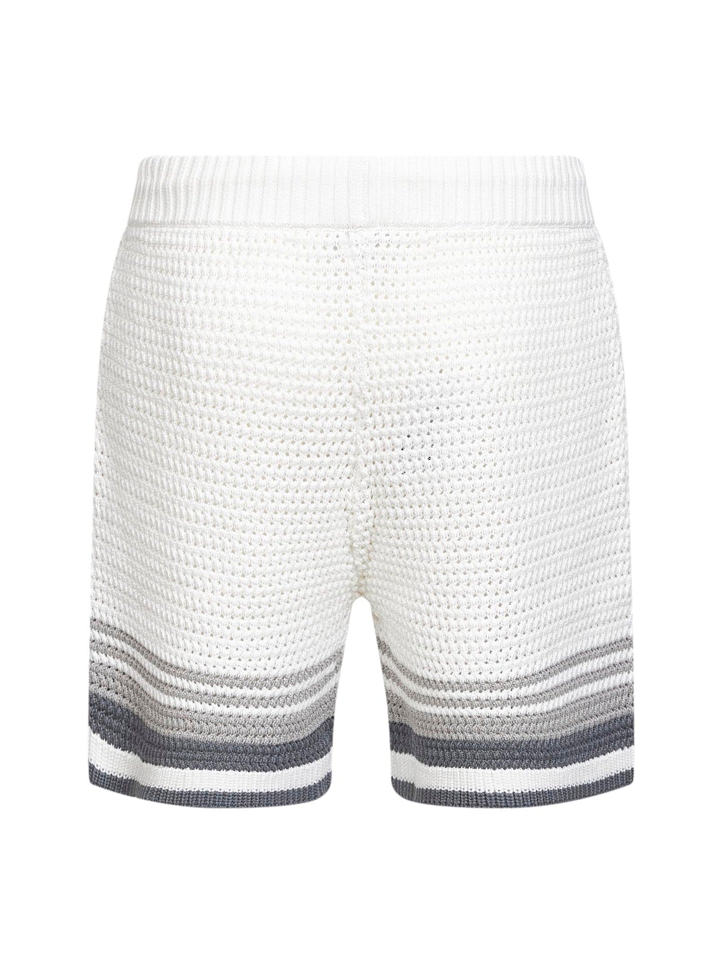 Casablanca Men White And Grey Crochet Cotton Shorts CASABLANCA