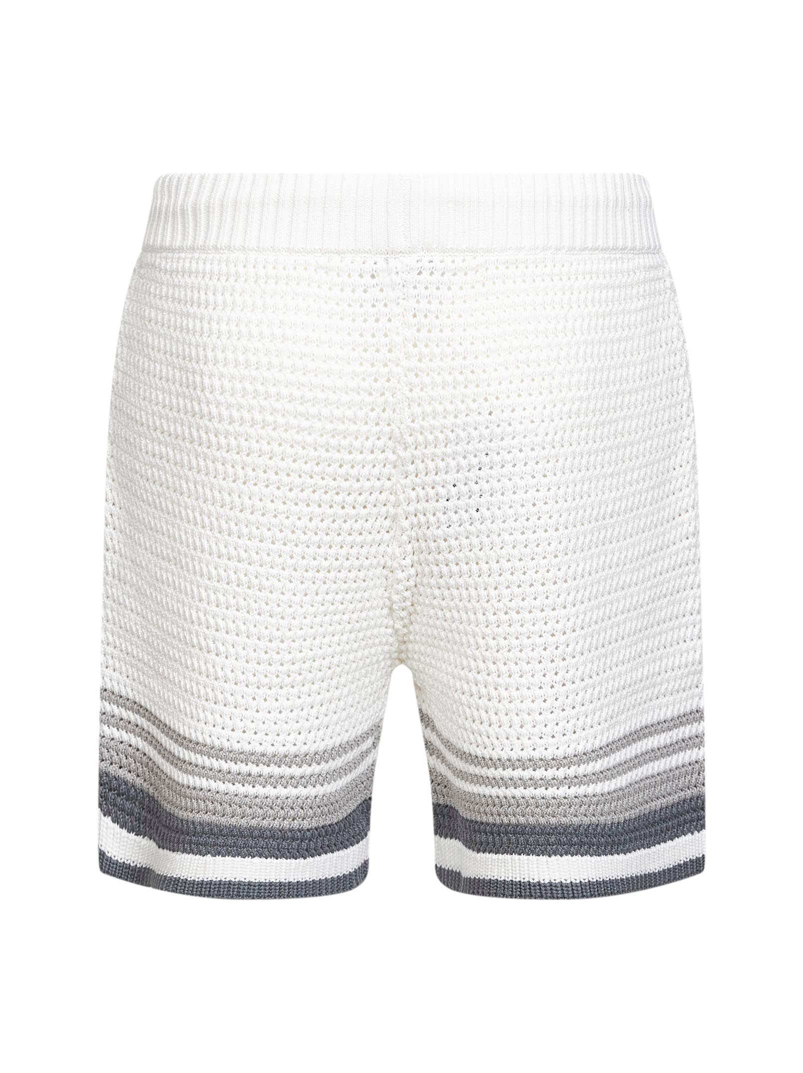 Casablanca Men White And Grey Crochet Cotton Shorts CASABLANCA