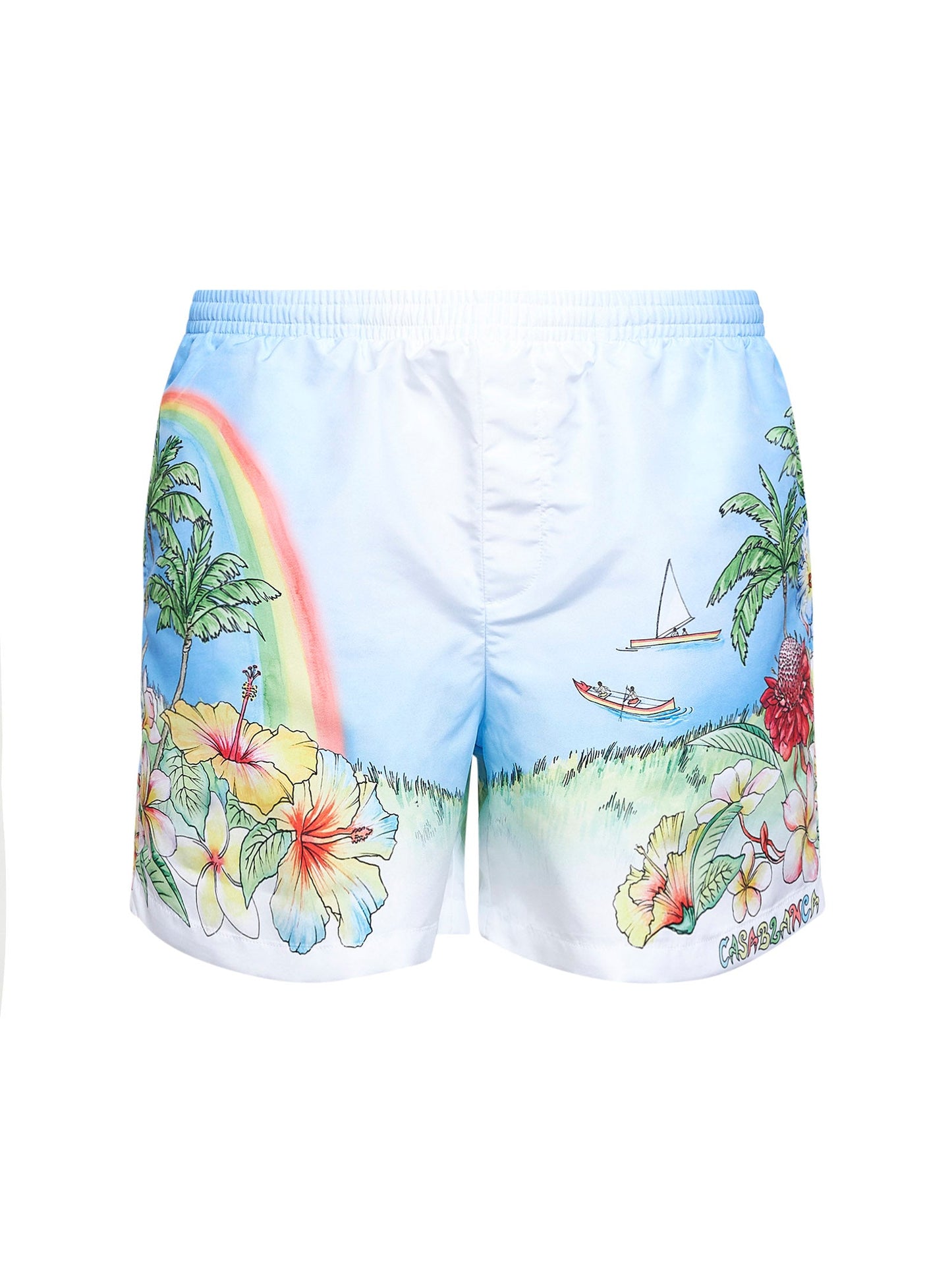 Casablanca Men Printed Technical Fabric Aloha Swim Shorts