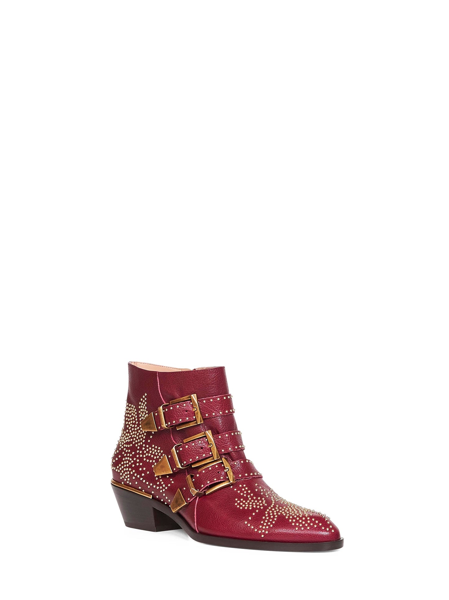 Chloé Women Grenat Leather Susanna Ankle Boots CHLOE