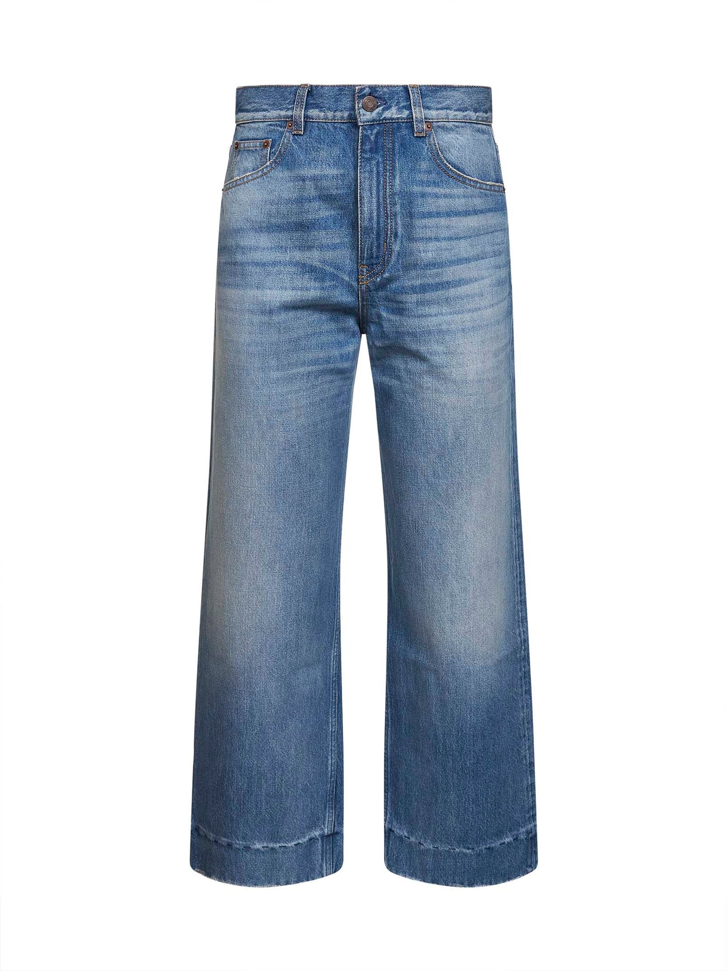Chloé Women Dream Blue Denim High-Rise Cropped Jeans CHLOE
