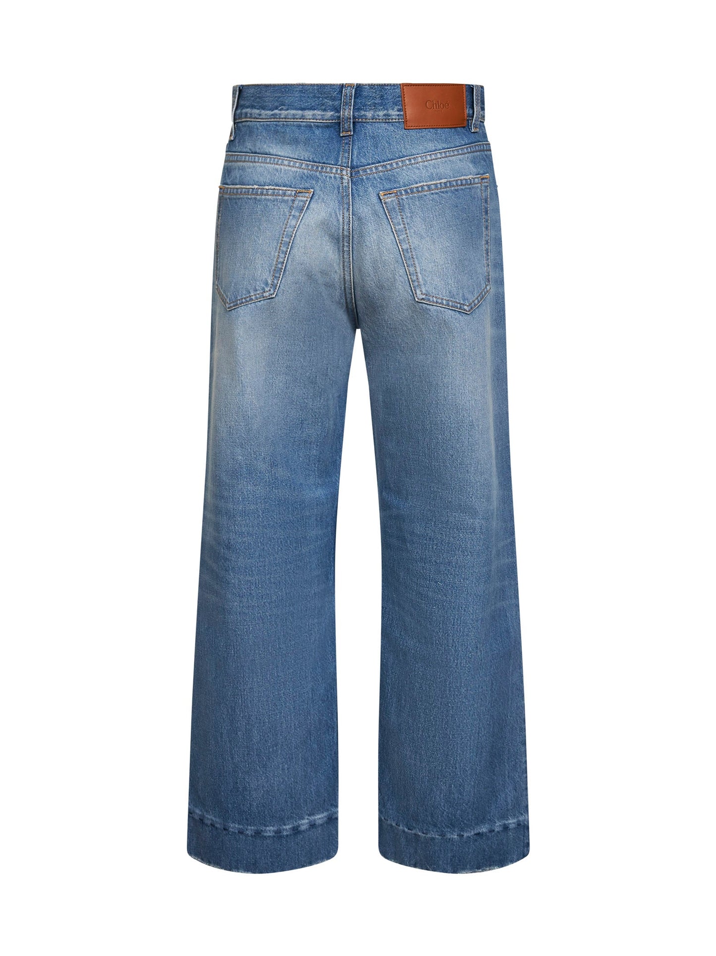 Chloé Women Dream Blue Denim High-Rise Cropped Jeans CHLOE