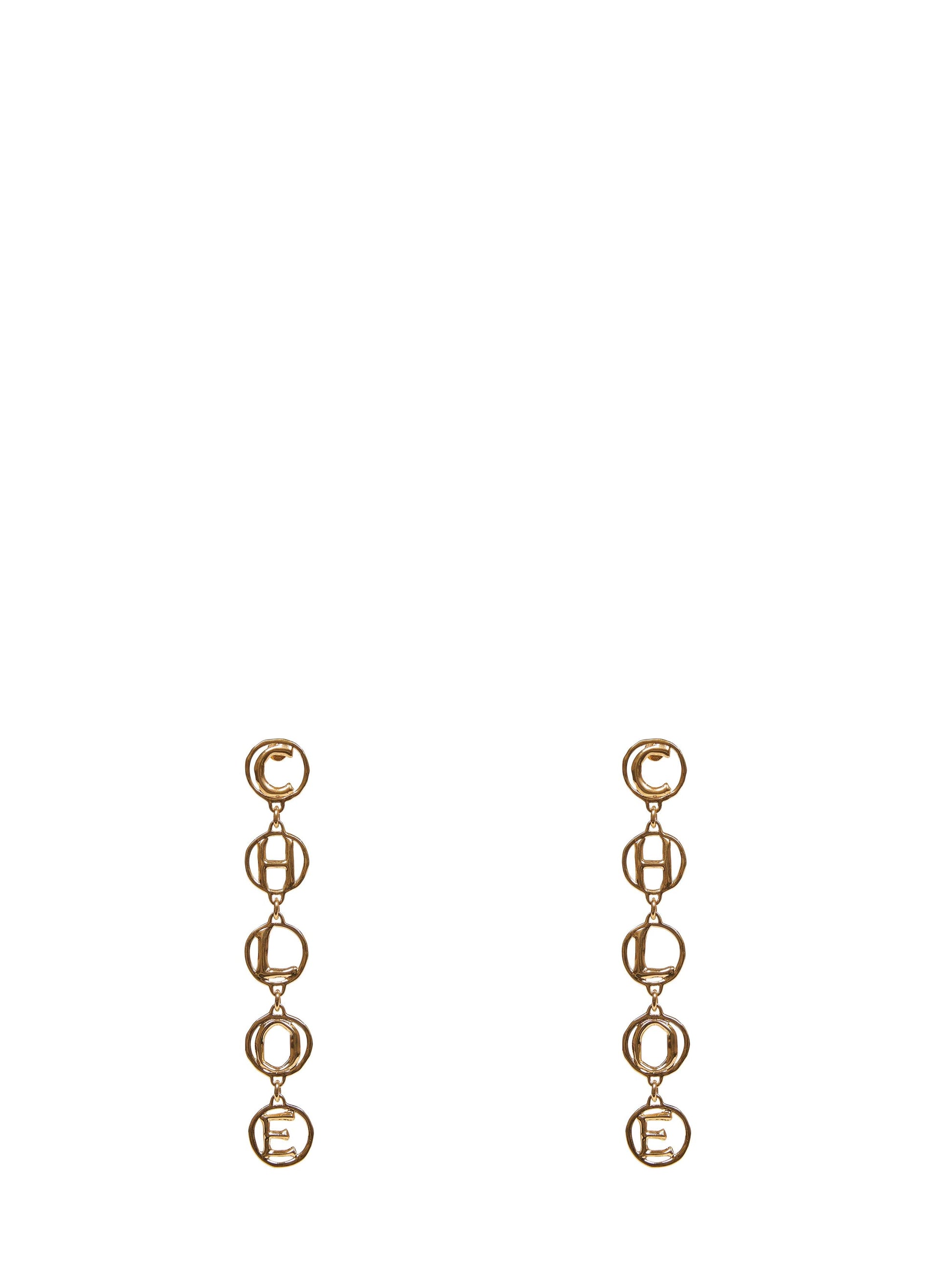 Chloé Women Gold Brass Chloé Script Drop Earrings CHLOE