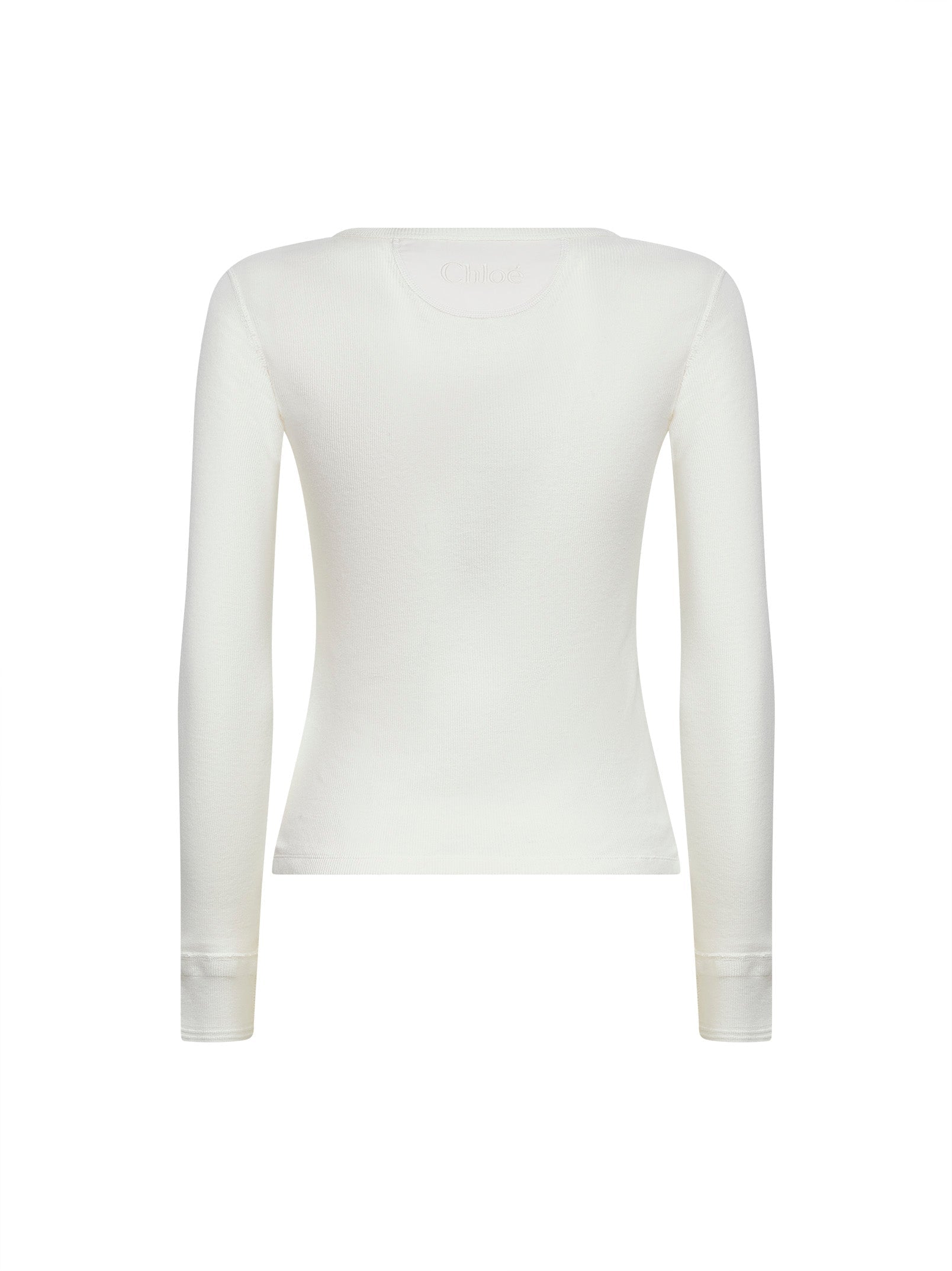 Chloé Women Iconic Milk Ribbed Jersey Henley T-Shirt CHLOE