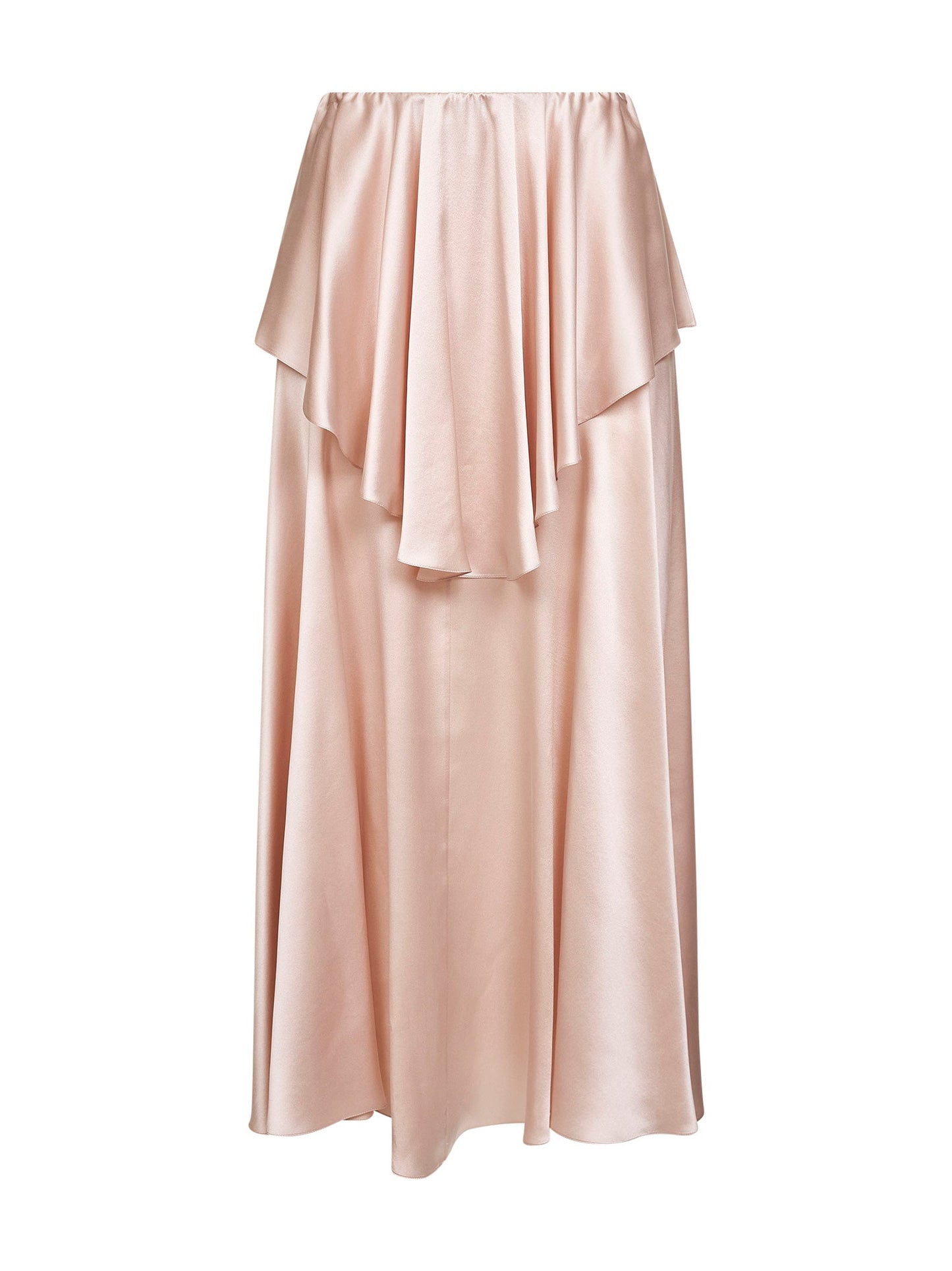 Chloé Women Pink Washed Silk Satin Fluid Layered Midi Skirt CHLOE