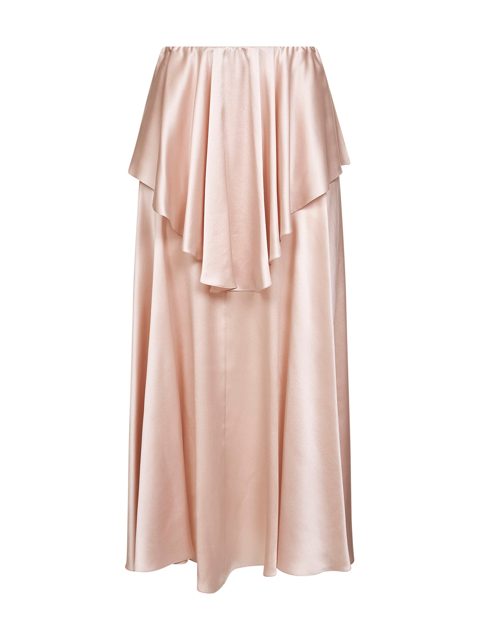 Chloé Women Pink Washed Silk Satin Fluid Layered Midi Skirt CHLOE