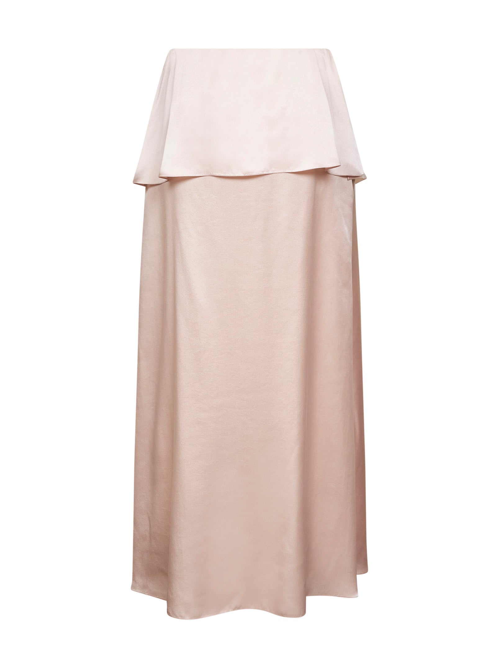 Chloé Women Pink Washed Silk Satin Fluid Layered Midi Skirt CHLOE