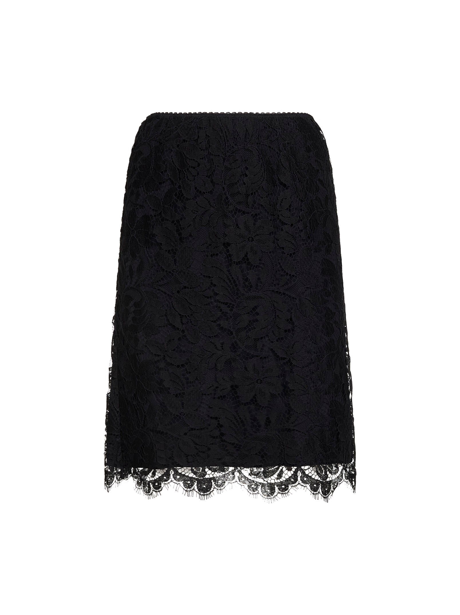 Chloé Women Black Floral Lace Straight Skirt CHLOE