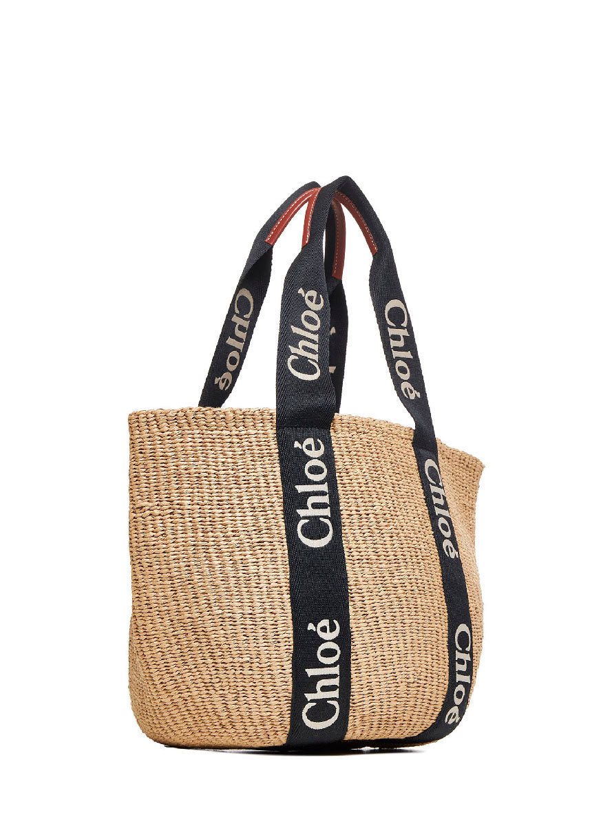 Chloé Women Beige Woody Large Tote Bag CHLOE