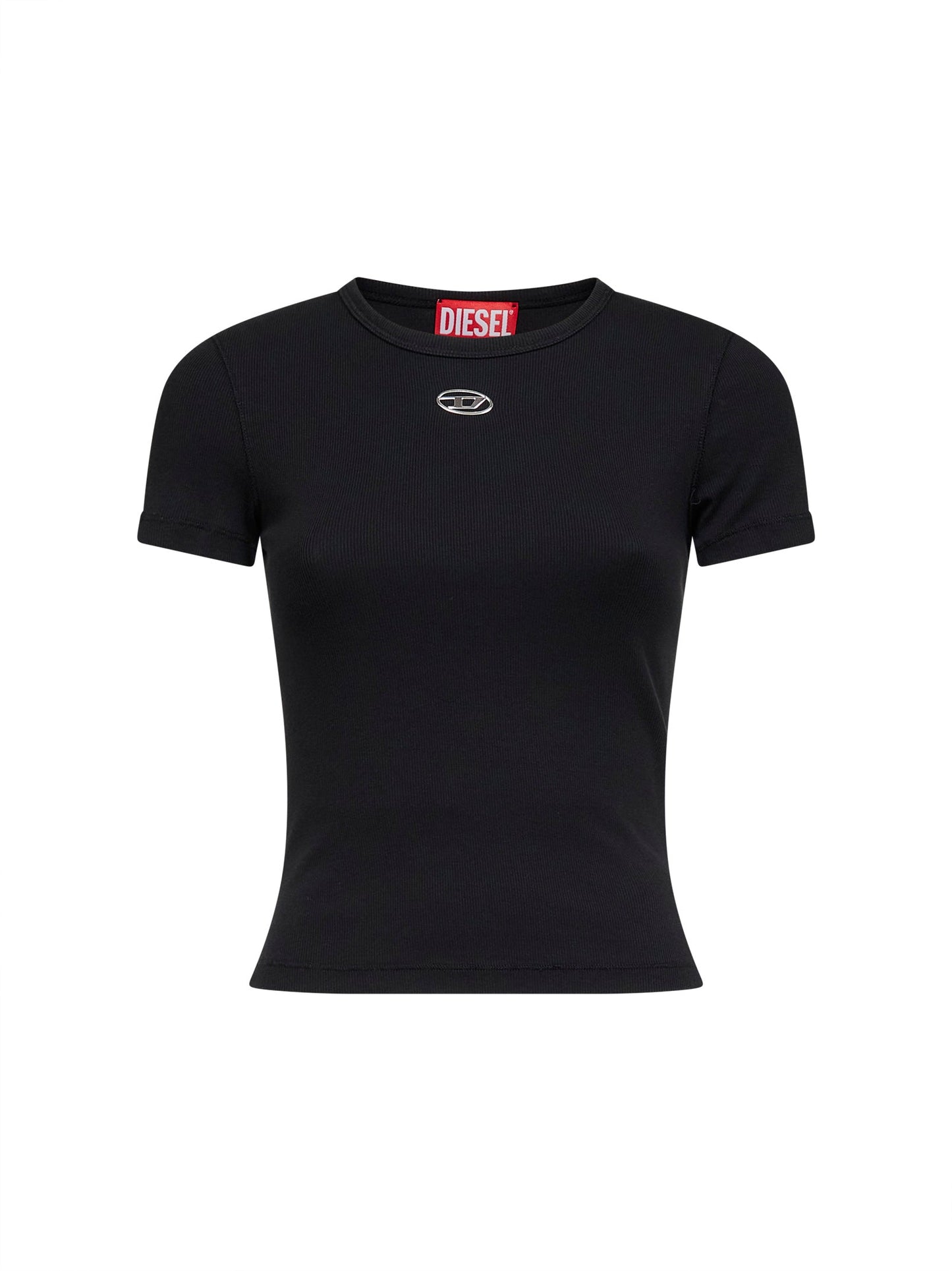 Diesel Women Black Ribbed Stretch Jersey T-Ele-Long-Od T-Shirt DIESEL