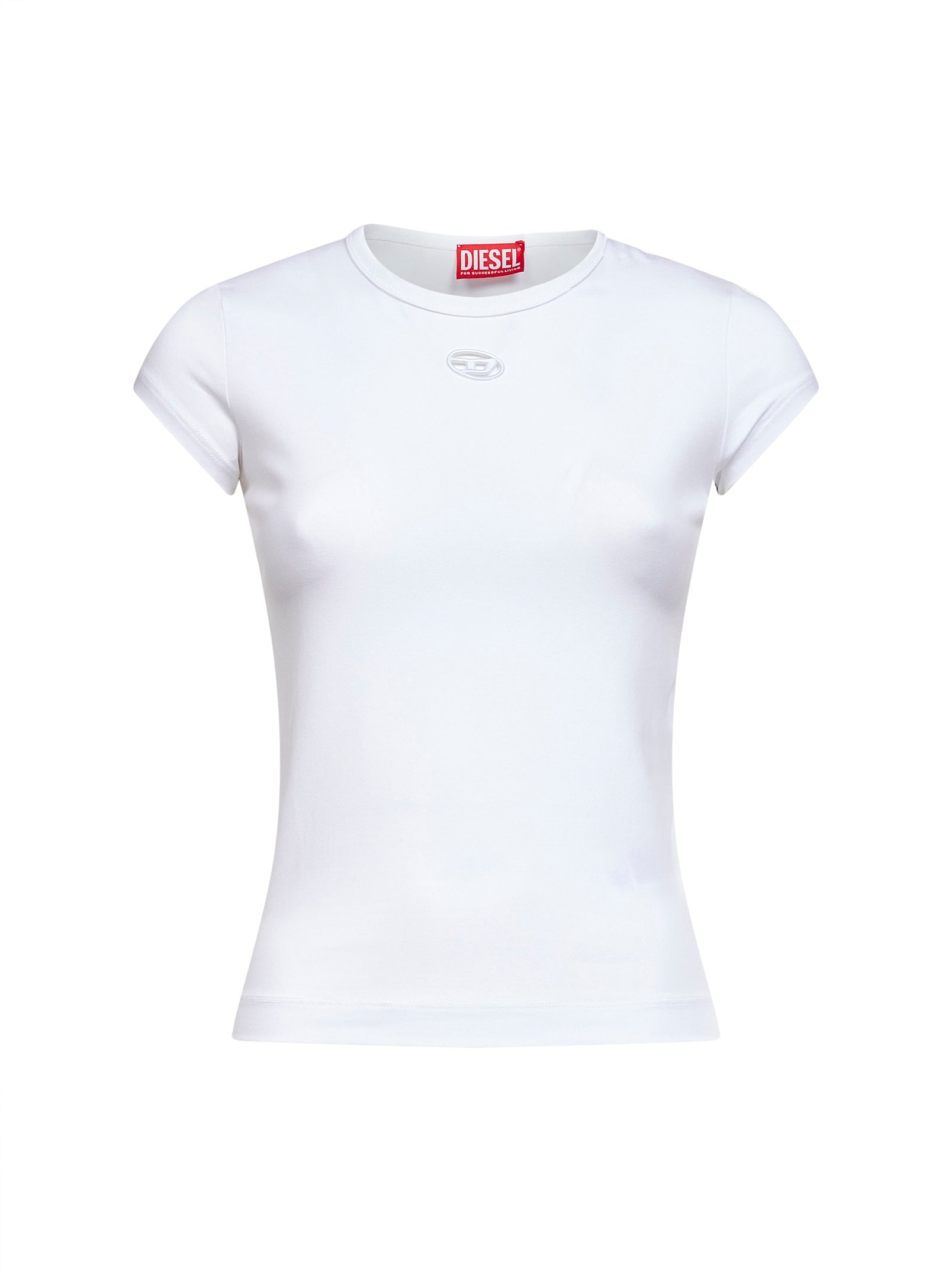 Diesel Women White Stretch Jersey Logo T-Angie-Od T-Shirt DIESEL