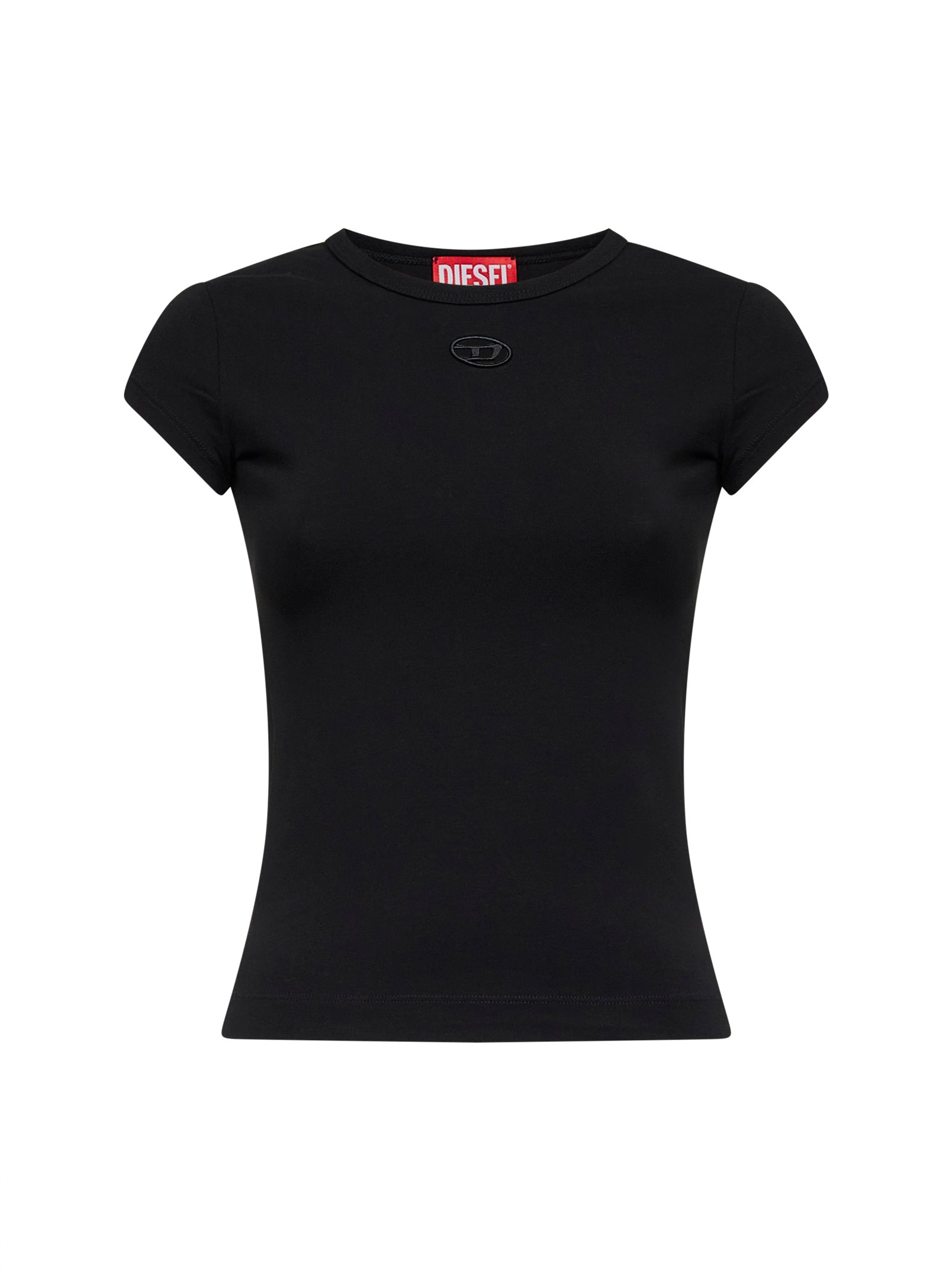 Diesel Women Black Stretch Jersey Logo T-Angie-Od T-Shirt DIESEL