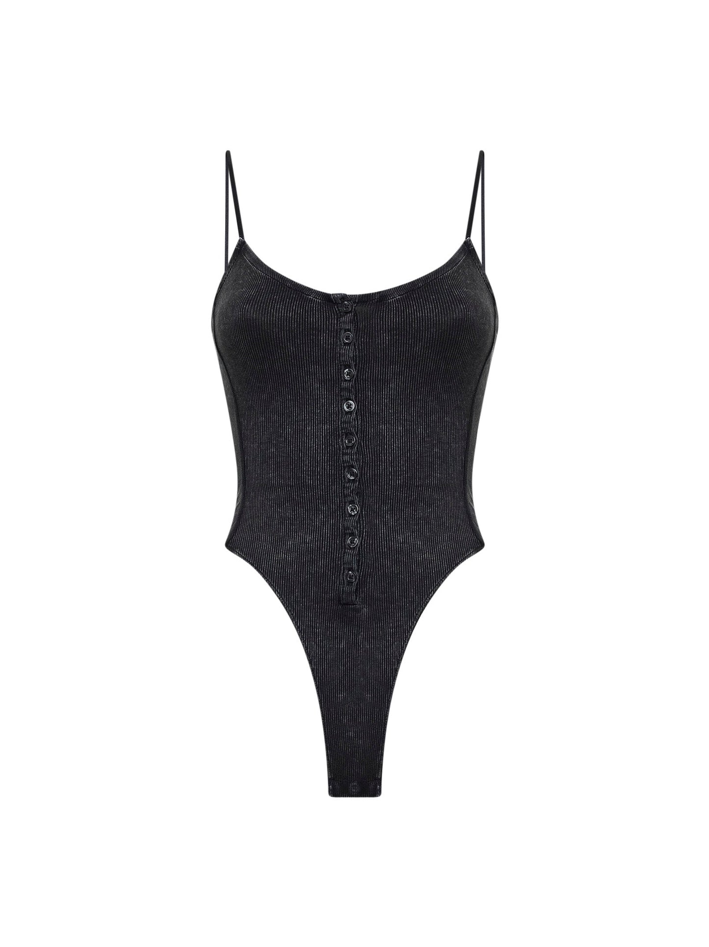 Diesel Women Dark Grey Marbled Ribbed Jersey T-Ley Bodysuit DIESEL