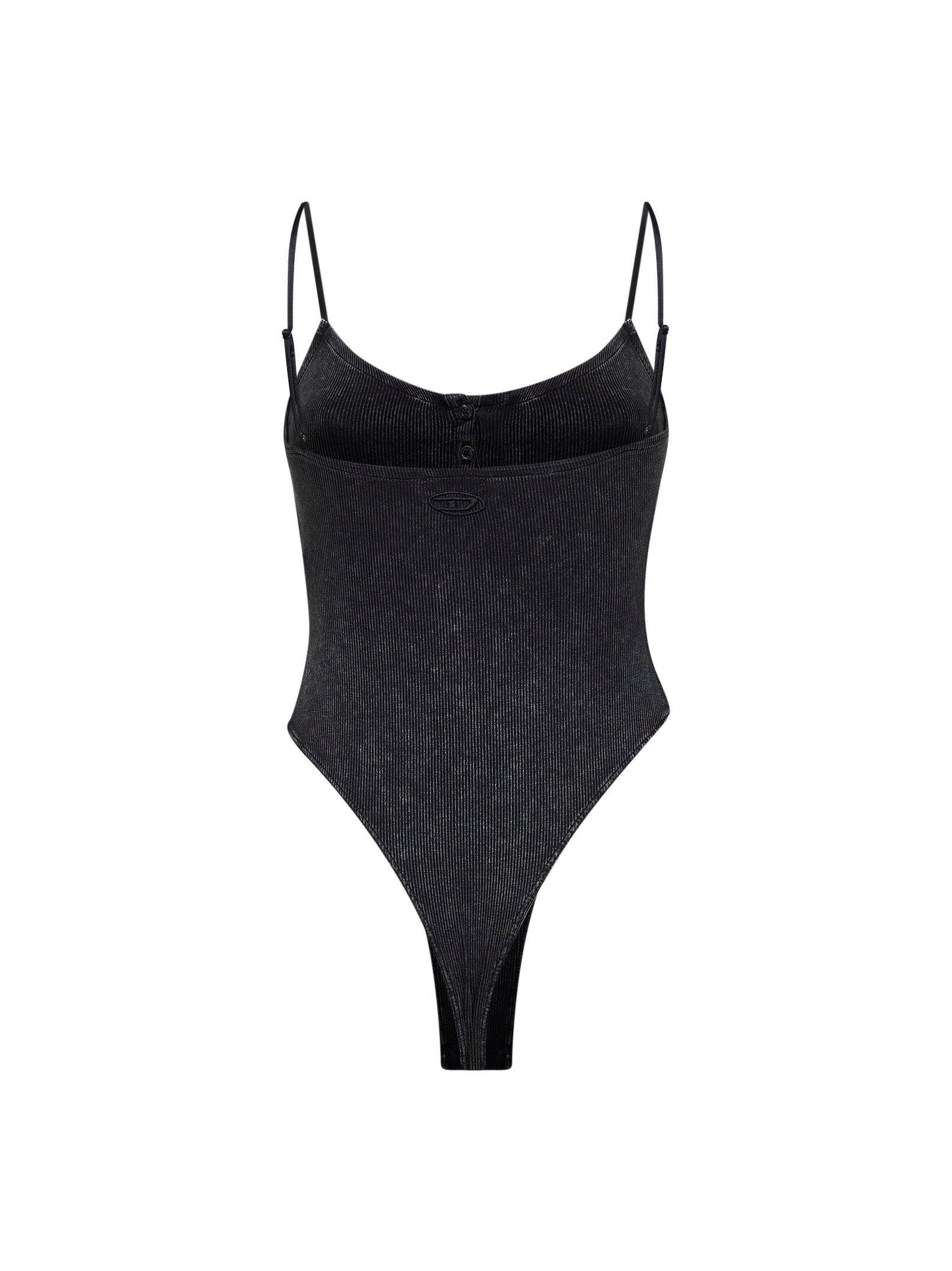 Diesel Women Dark Grey Marbled Ribbed Jersey T-Ley Bodysuit DIESEL