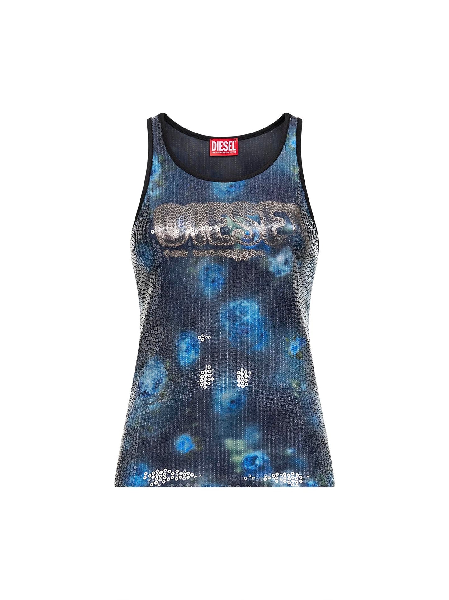 Diesel Women Floral Print And Sequins Jersey T-Unky Top DIESEL