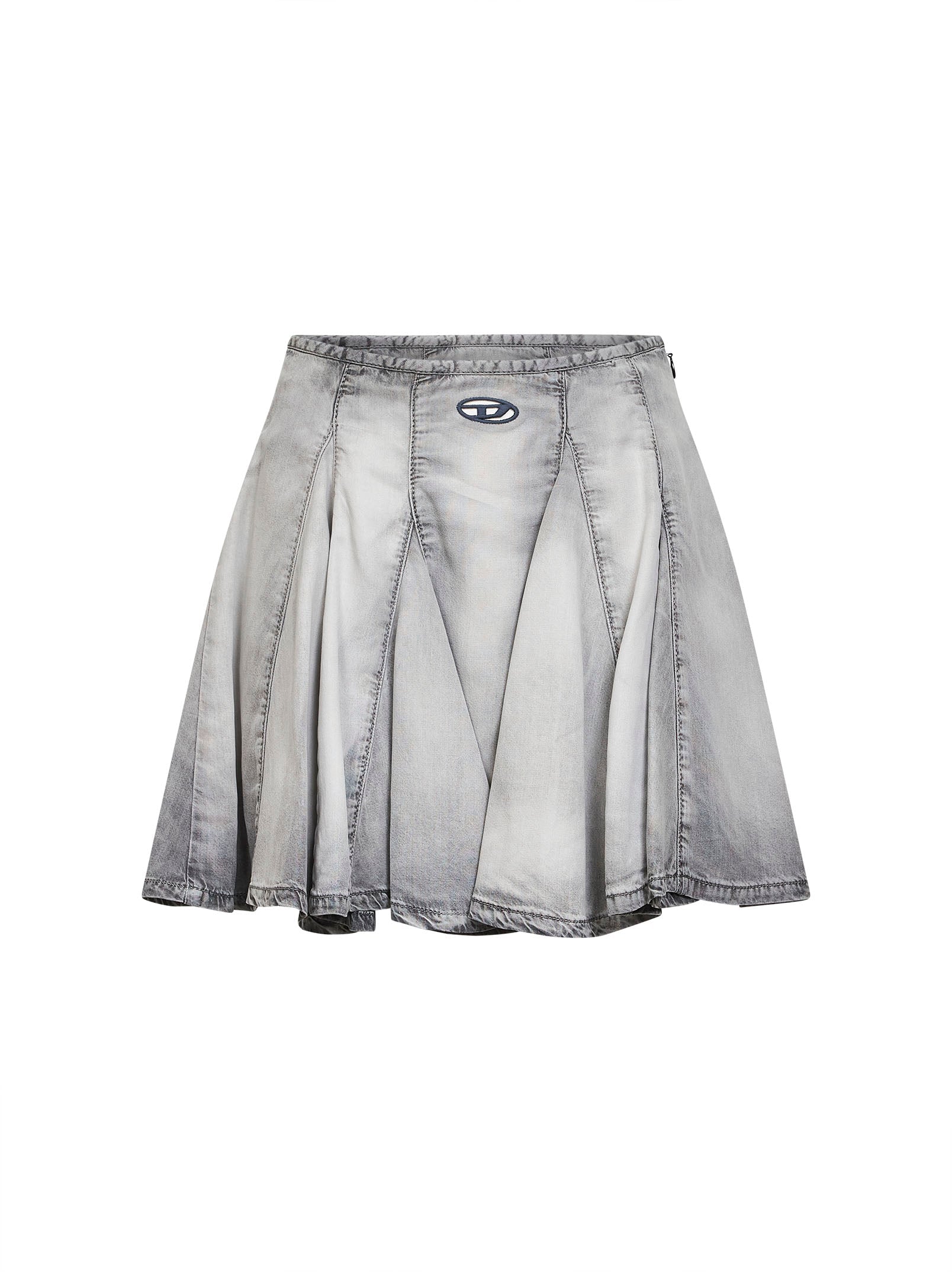 Diesel Women Grey Denim De-Spiki-Fsi Pleated Mini Skirt DIESEL