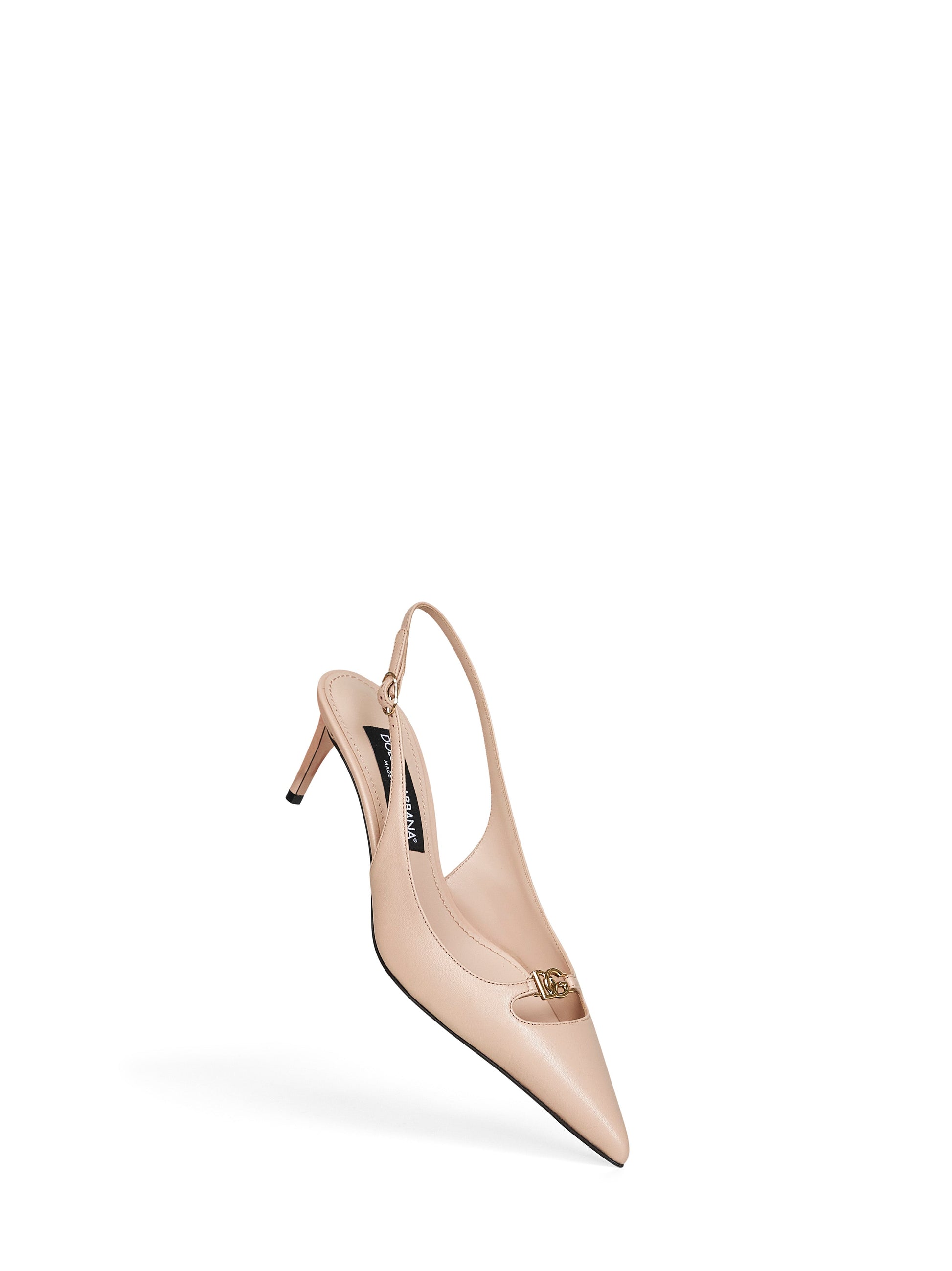 Dolce & Gabbana Women Nude Silky Nappa Leather Lollo Slingback Pumps DOLCE & GABBANA