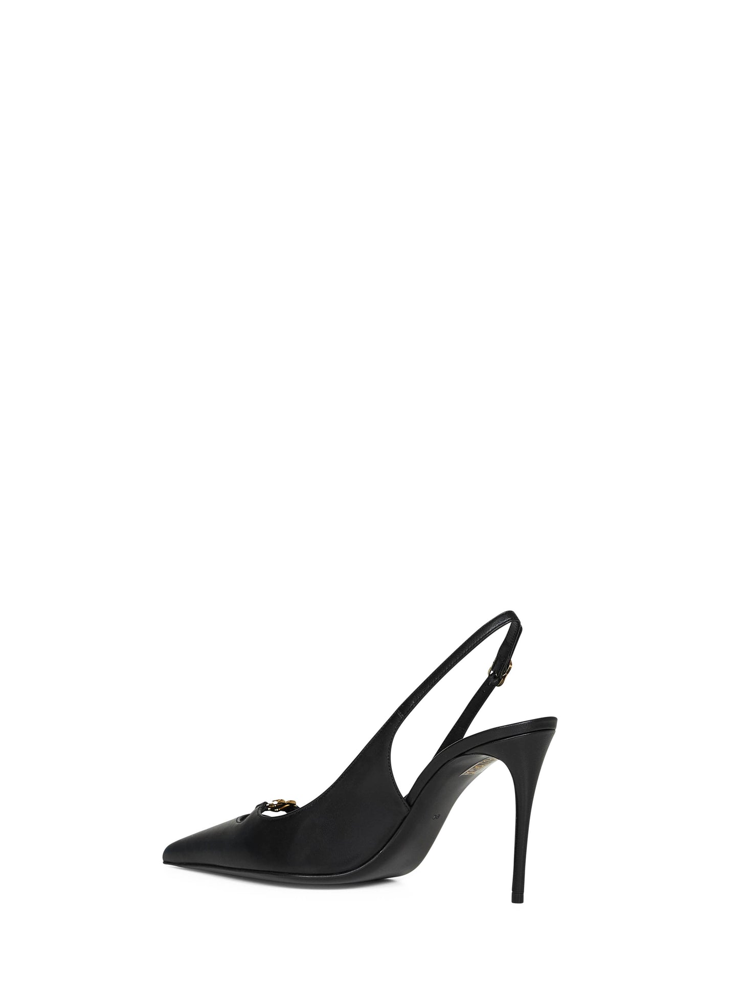 Dolce & Gabbana Women Black Silky Nappa Leather Lollo Slingback Pumps DOLCE & GABBANA