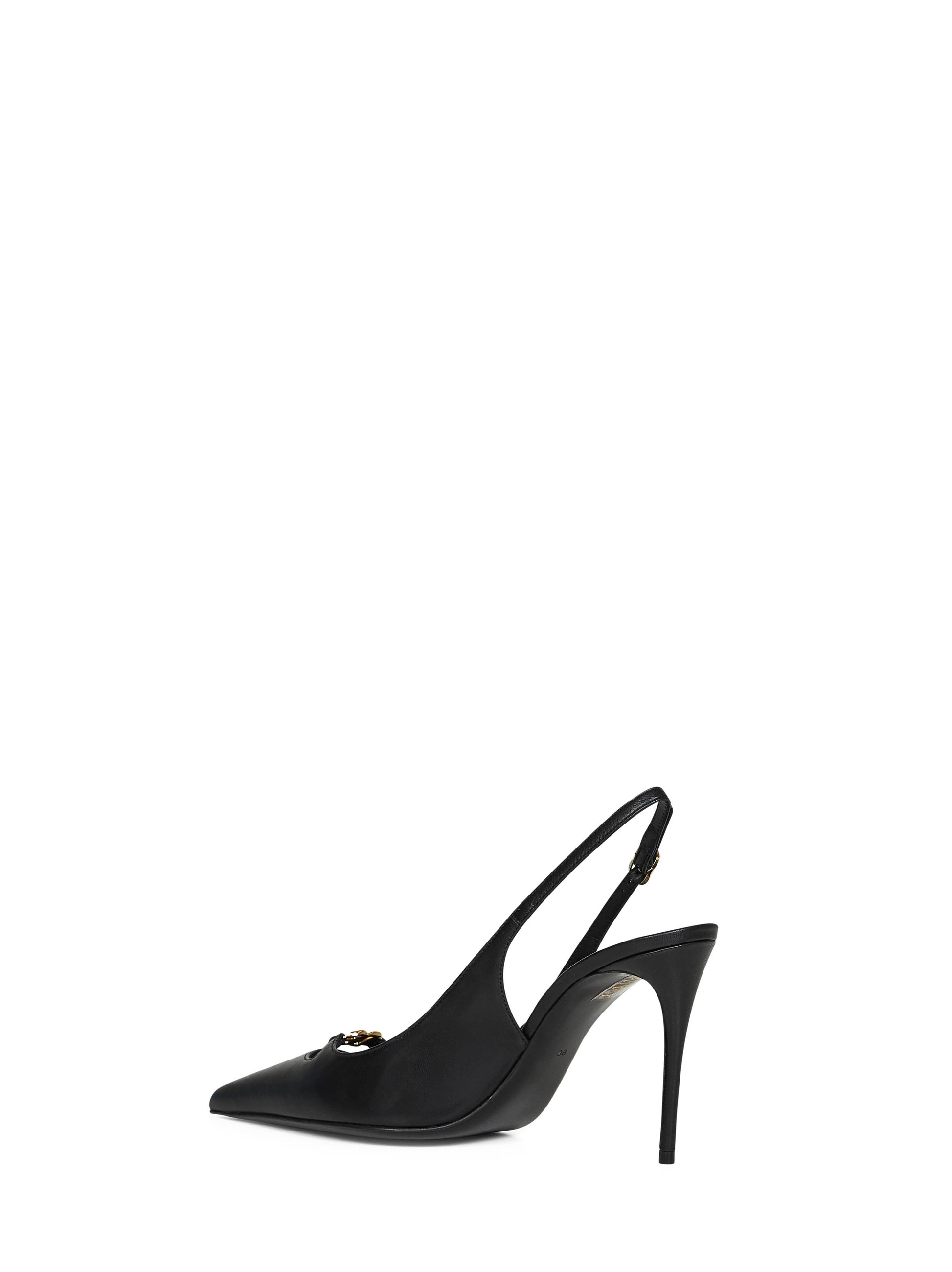 Dolce & Gabbana Women Black Silky Nappa Leather Lollo Slingback Pumps DOLCE & GABBANA