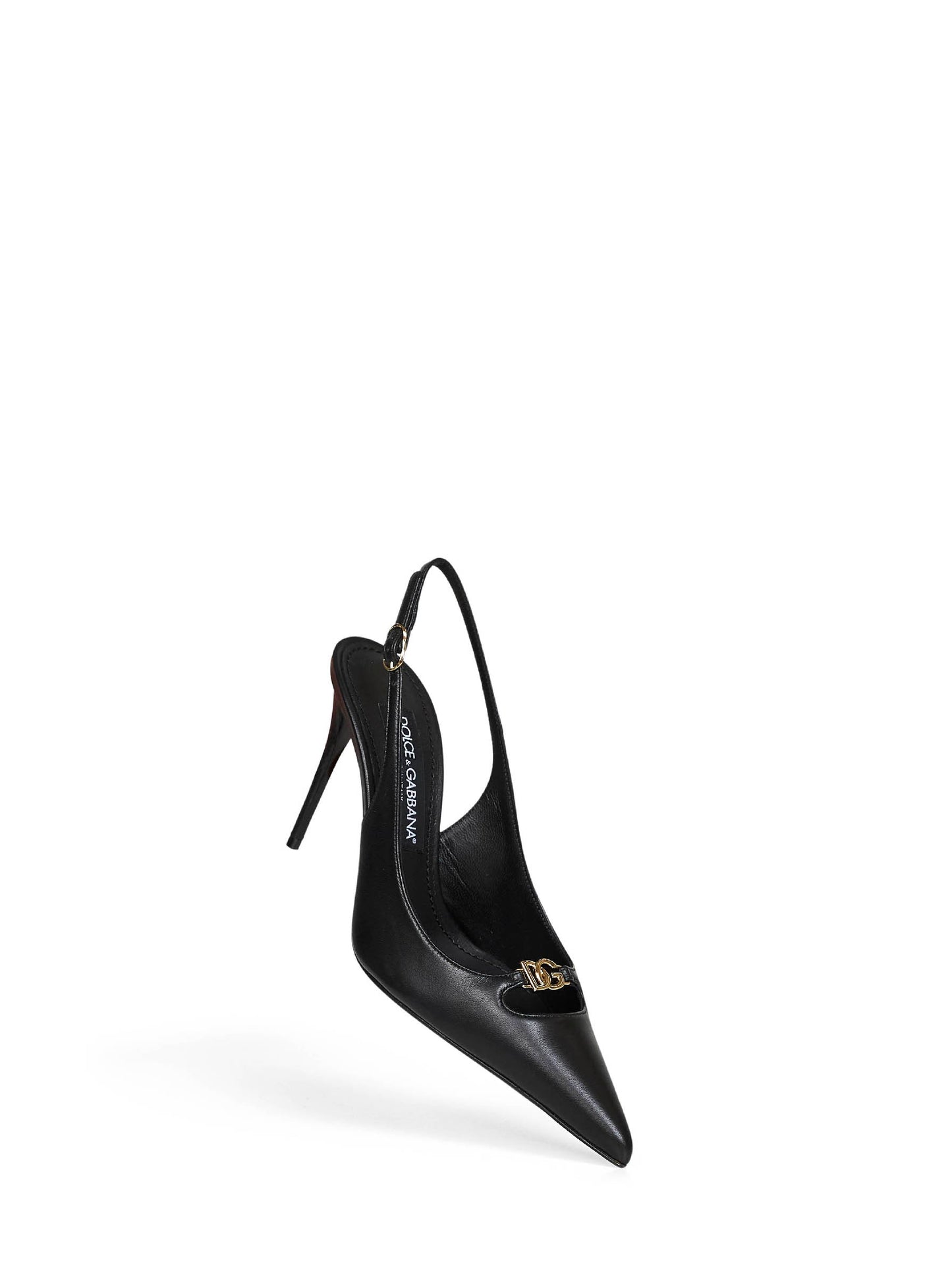 Dolce & Gabbana Women Black Silky Nappa Leather Lollo Slingback Pumps DOLCE & GABBANA