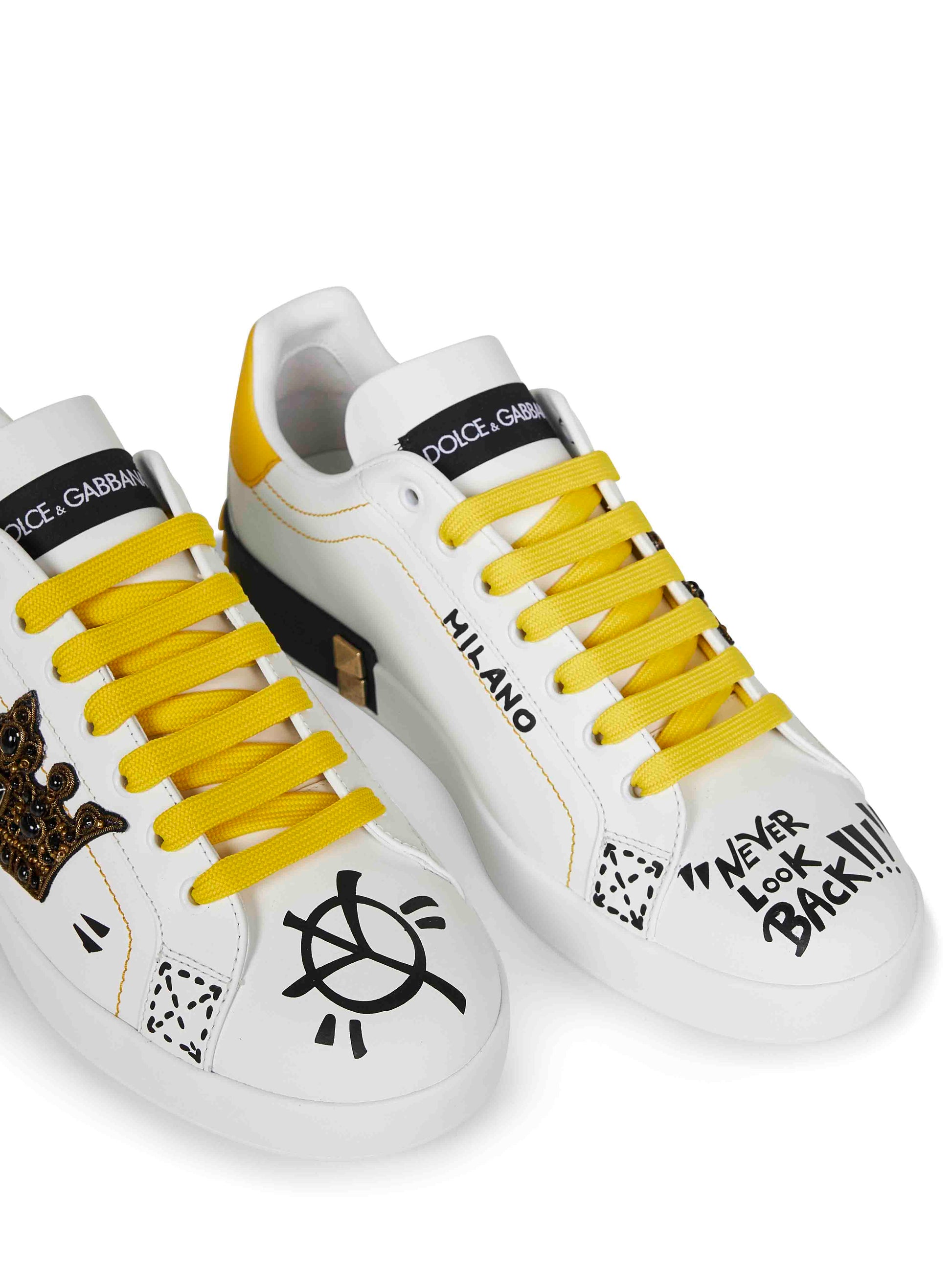 Dolce & Gabbana Men White Leather Portofino Sneakers DOLCE & GABBANA