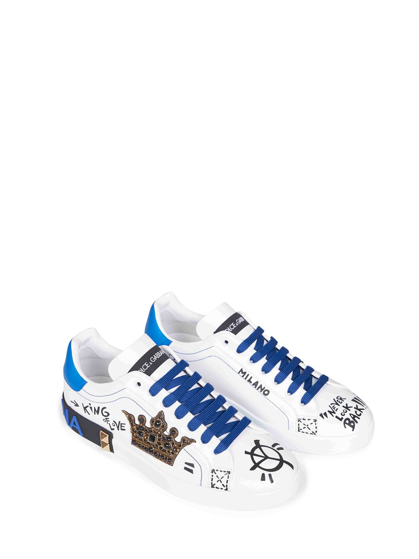 Dolce & Gabbana Men White Leather Portofino Sneakers DOLCE & GABBANA