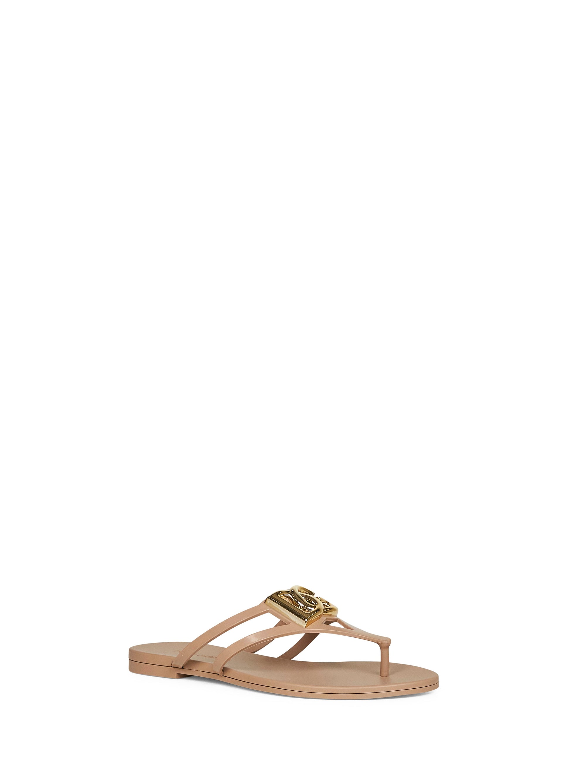 Dolce & Gabbana Women Powder Pink Rubber Logo Thong Sandals DOLCE & GABBANA