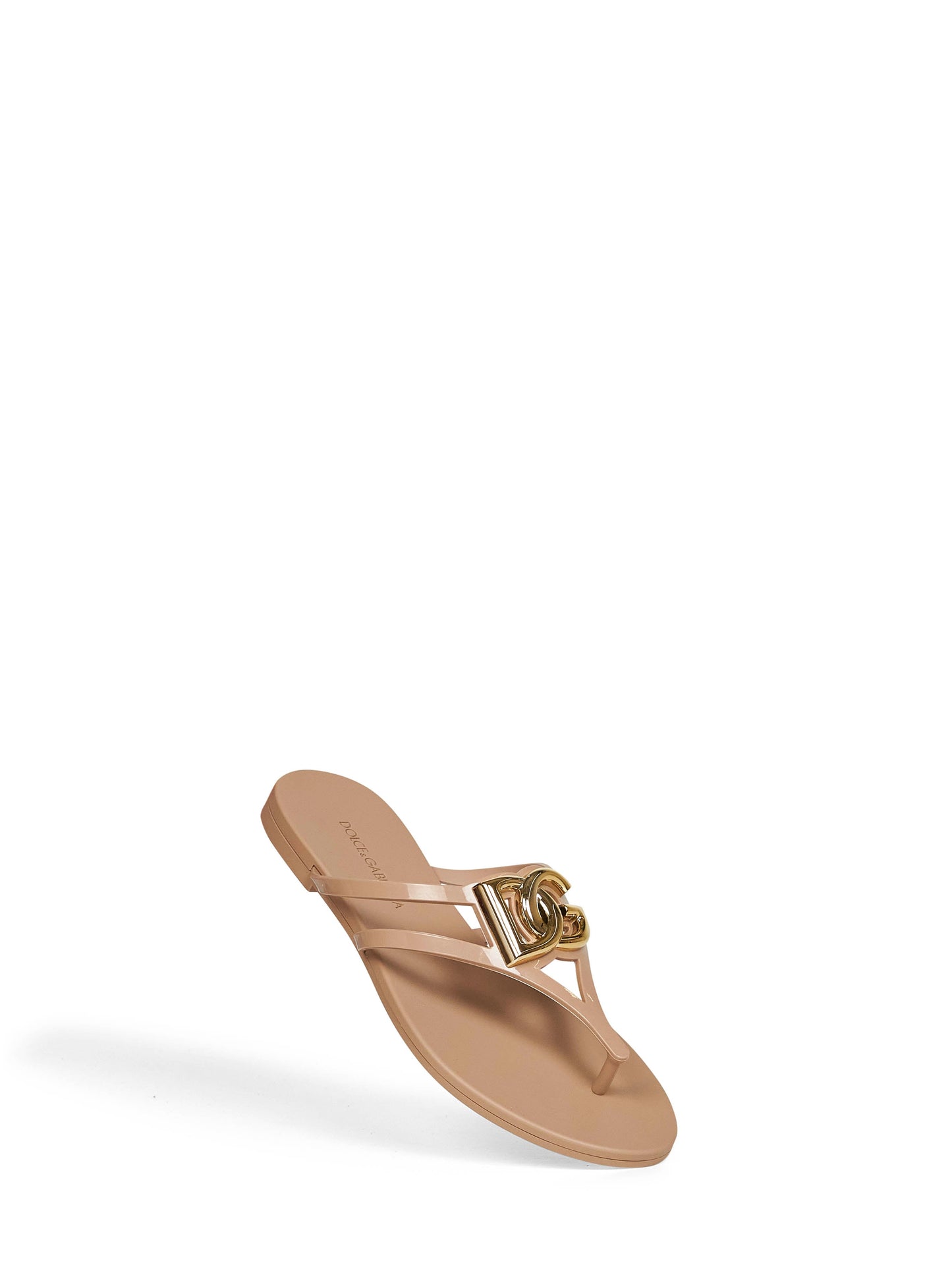 Dolce & Gabbana Women Powder Pink Rubber Logo Thong Sandals DOLCE & GABBANA