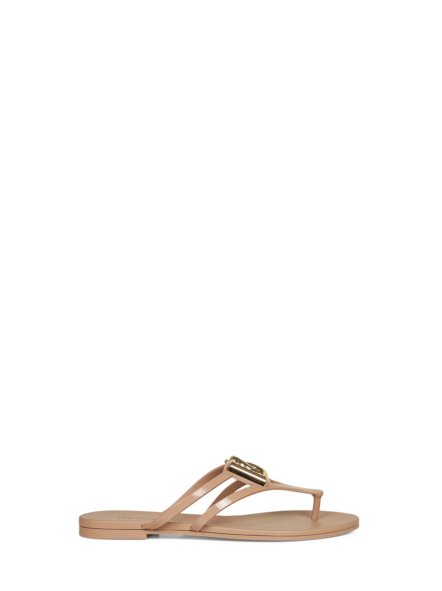 Dolce & Gabbana Women Powder Pink Rubber Logo Thong Sandals DOLCE & GABBANA