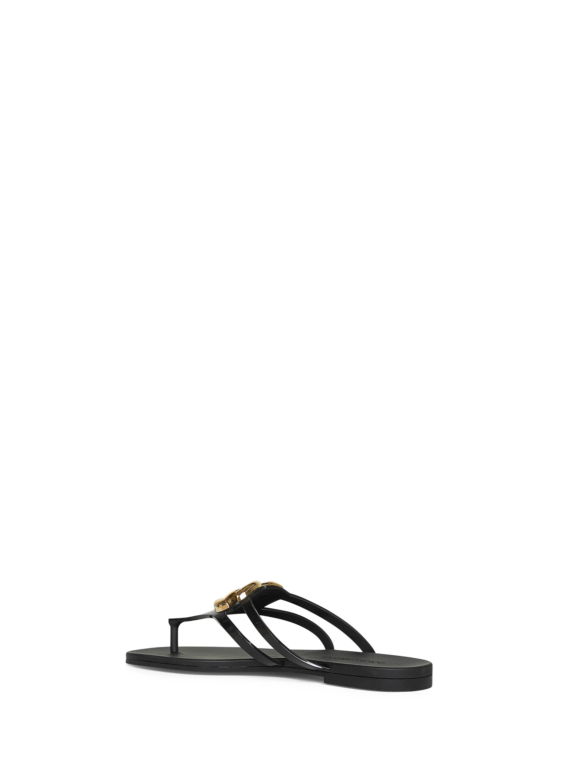 Dolce & Gabbana Women Black Rubber Logo Thong Sandals DOLCE & GABBANA