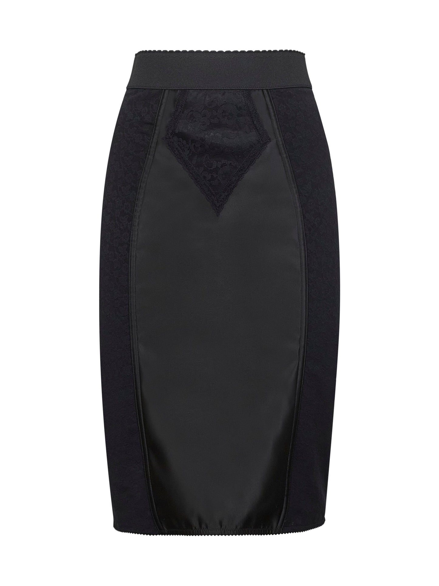 Dolce & Gabbana Women Black Lace And Marquisette Elastic Midi Skirt DOLCE & GABBANA