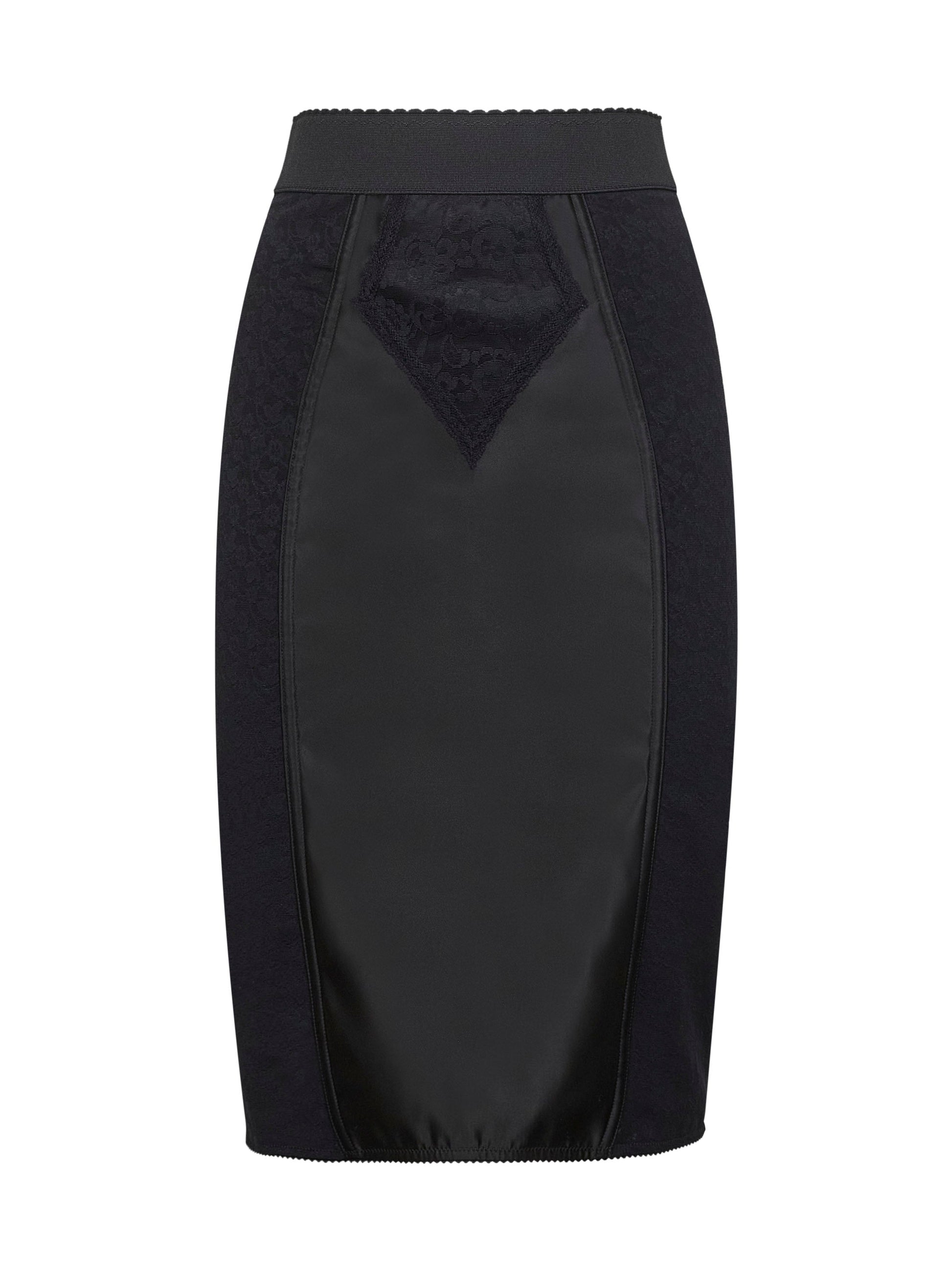 Dolce & Gabbana Women Black Lace And Marquisette Elastic Midi Skirt DOLCE & GABBANA