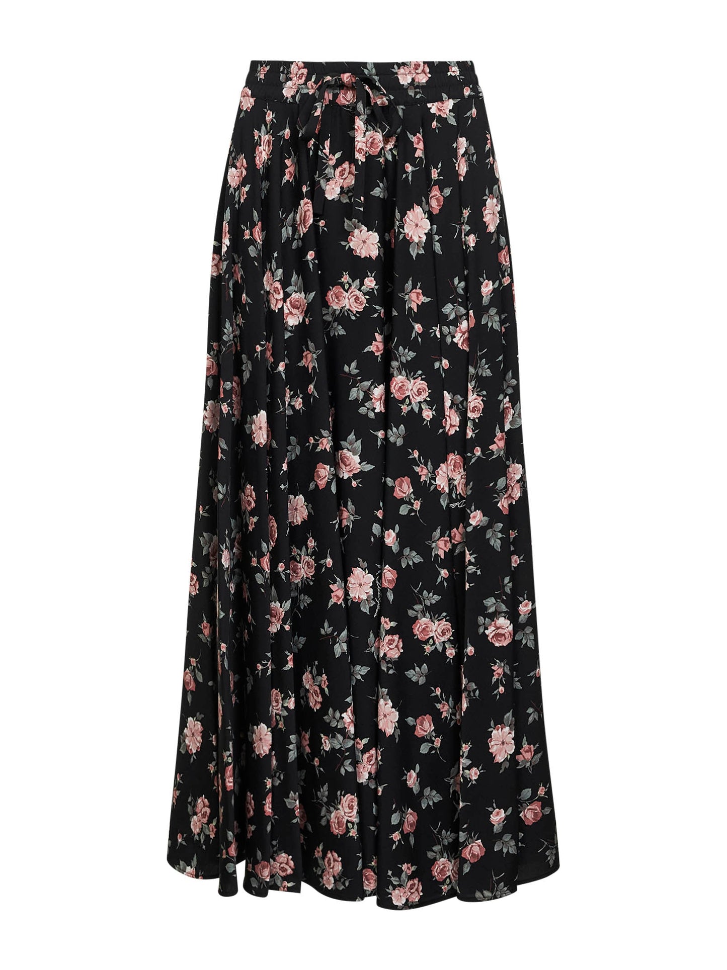 Dolce & Gabbana Women Vintage Rose Printed Charmeuse Long Full Skirt DOLCE & GABBANA