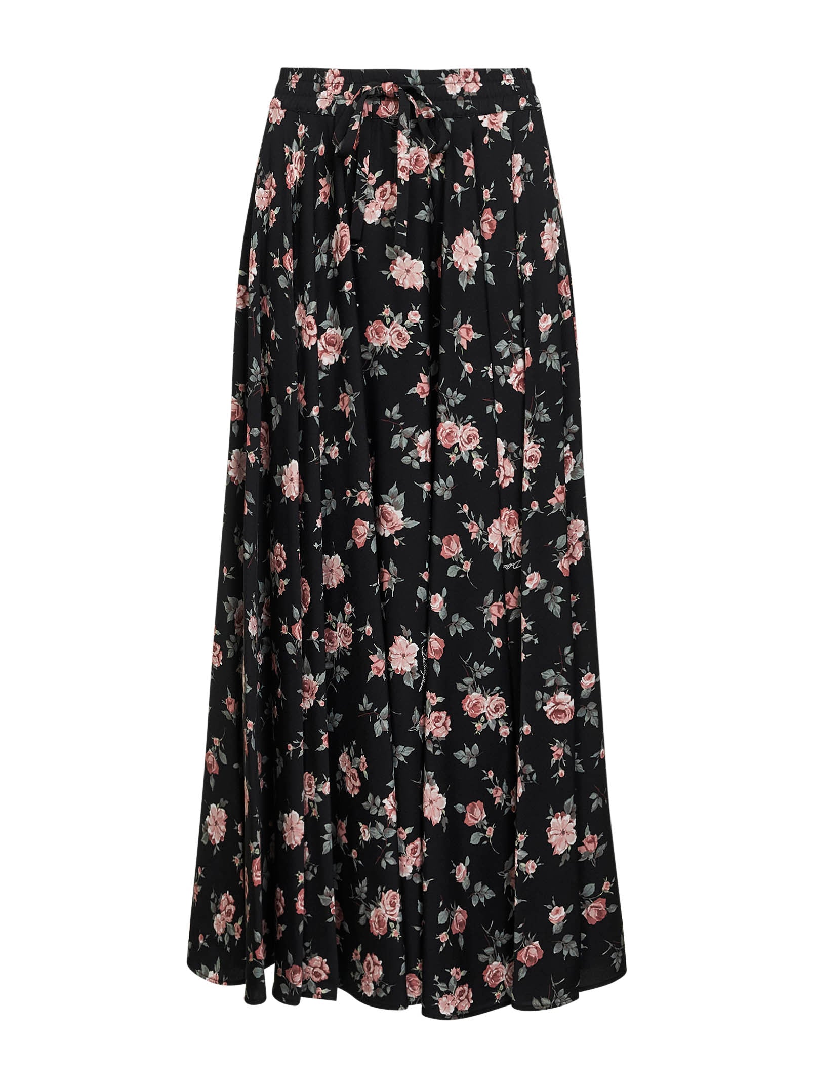 Dolce & Gabbana Women Vintage Rose Printed Charmeuse Long Full Skirt DOLCE & GABBANA