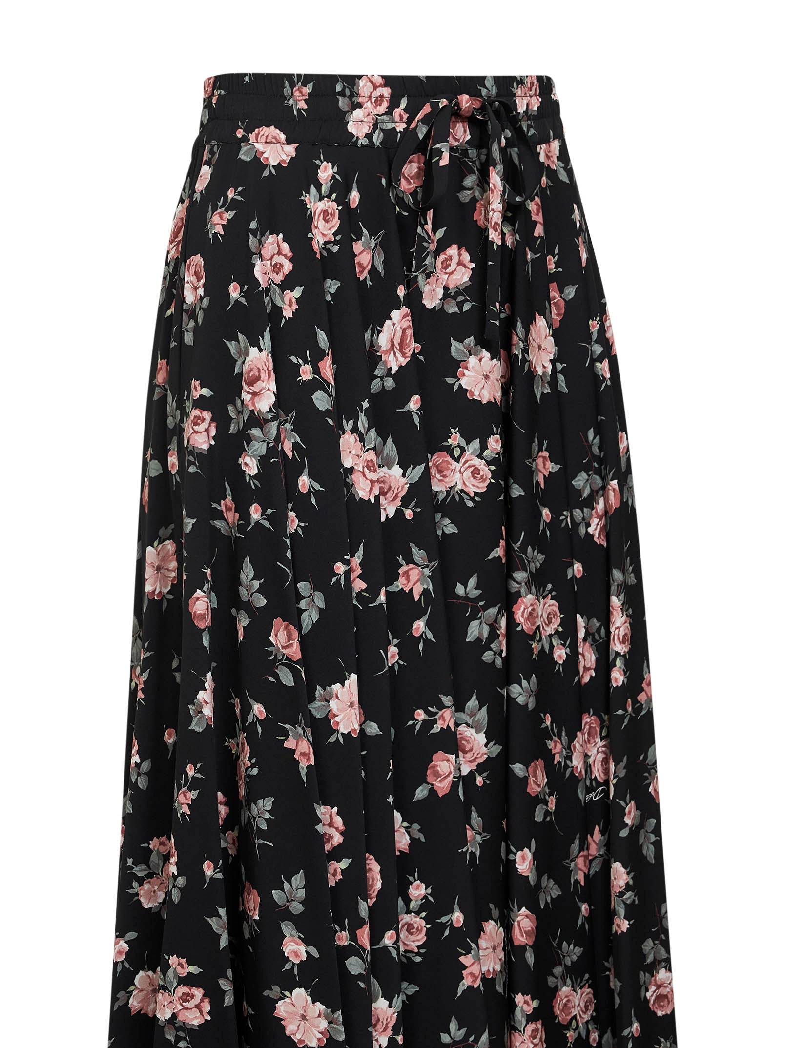 Dolce & Gabbana Women Vintage Rose Printed Charmeuse Long Full Skirt DOLCE & GABBANA