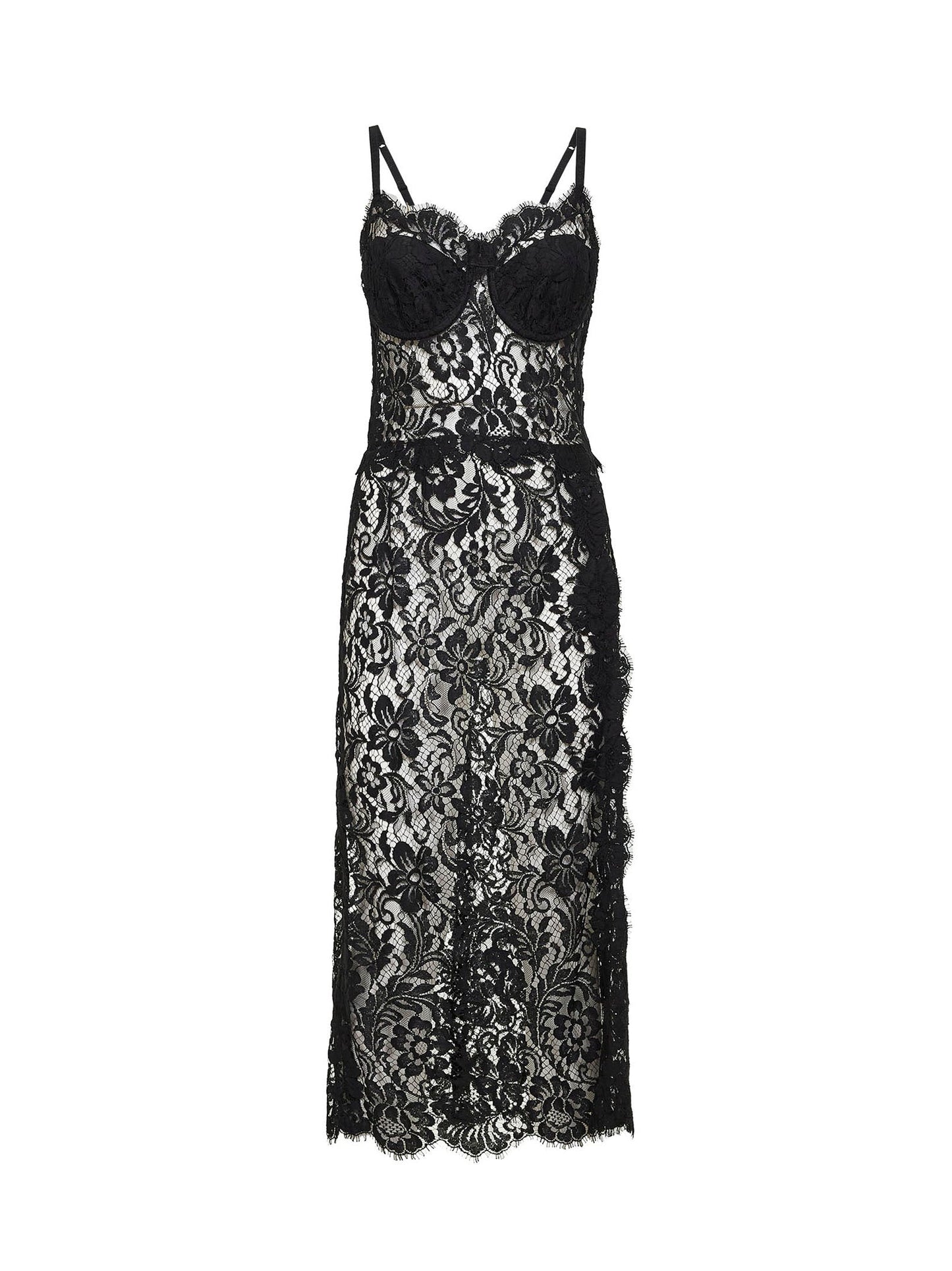 Dolce & Gabbana Women Black Cordonetto Lace Midi Dress DOLCE & GABBANA