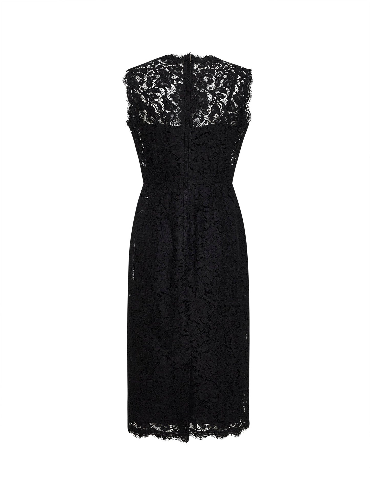 Dolce & Gabbana Women Black Lace Calf-Lenght Sheath Dress DOLCE & GABBANA