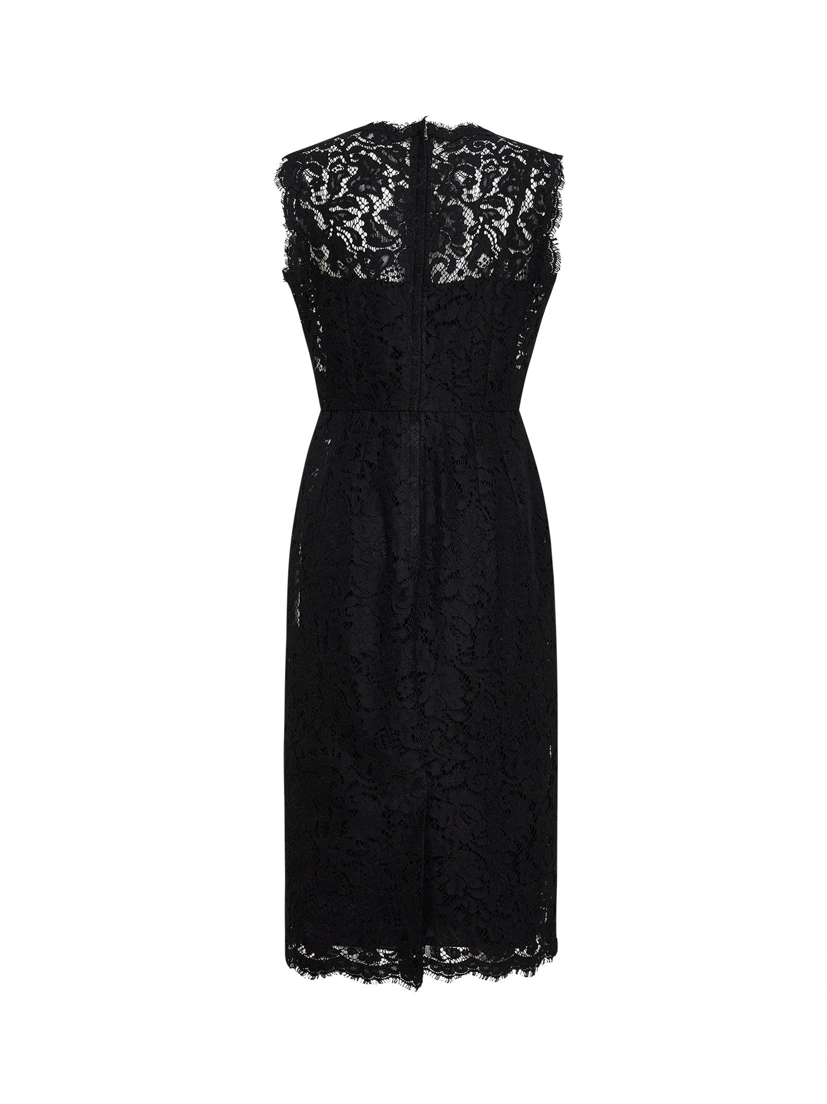 Dolce & Gabbana Women Black Lace Calf-Lenght Sheath Dress DOLCE & GABBANA