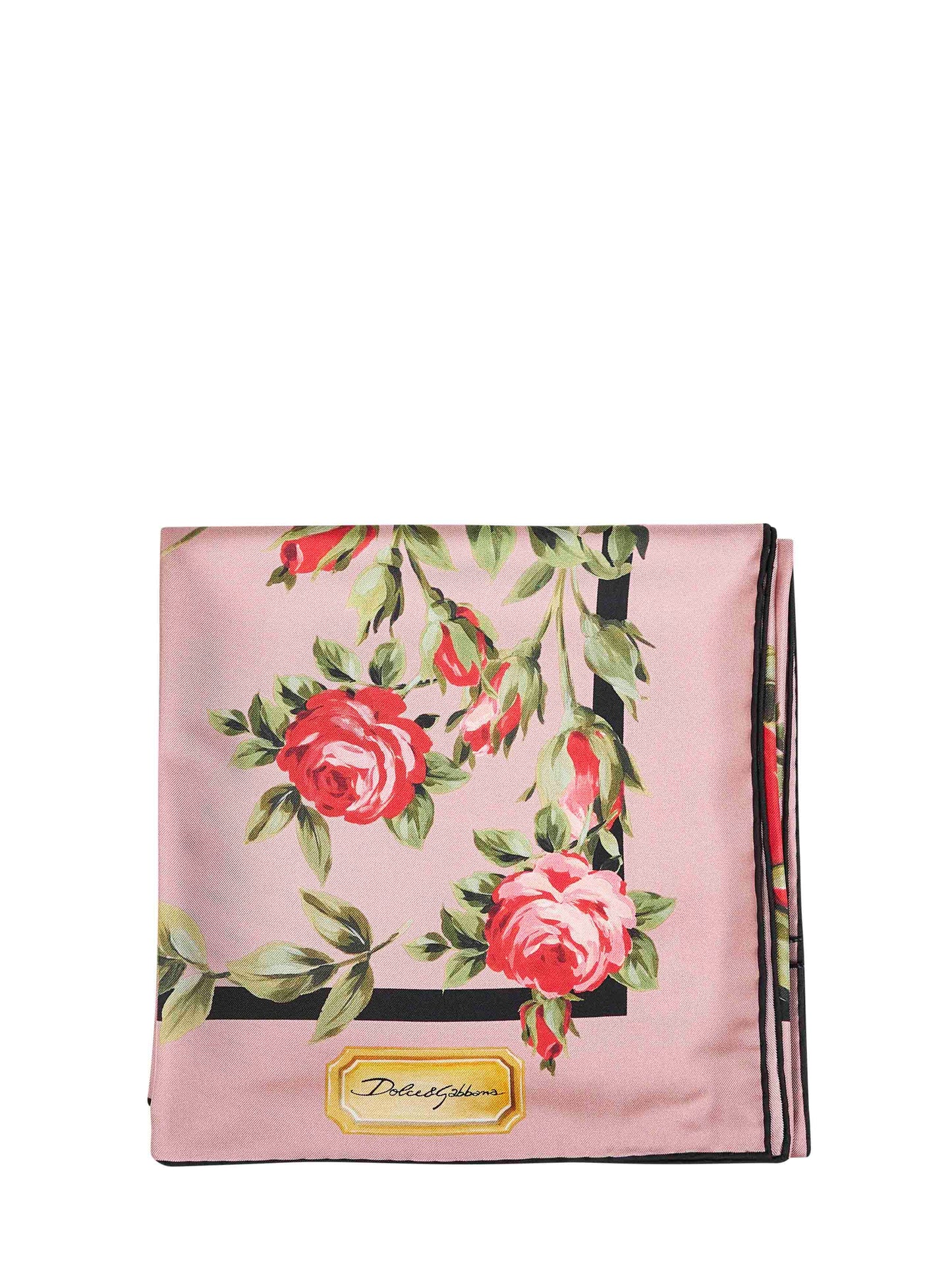 Dolce & Gabbana Women Rose Bouquet Print Silk Twill Scarf DOLCE & GABBANA