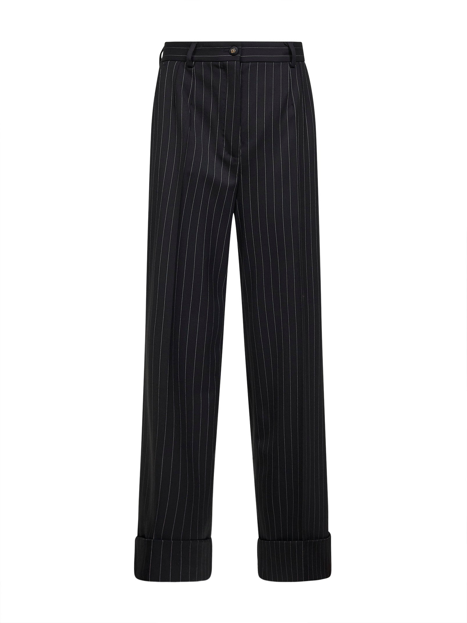 Dolce & Gabbana Women Black Two-Way Stretch Twill Pinstriped Trousers DOLCE & GABBANA