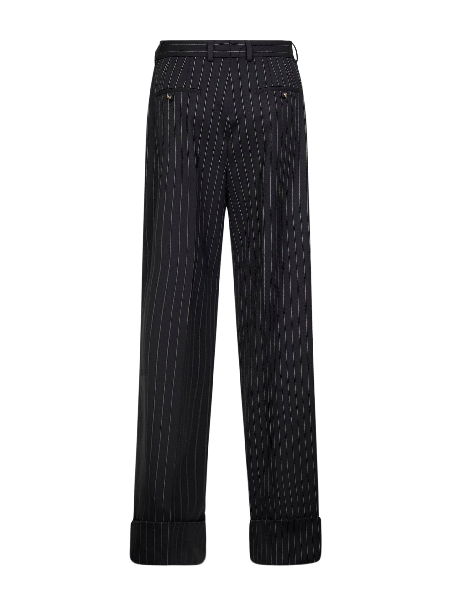 Dolce & Gabbana Women Black Two-Way Stretch Twill Pinstriped Trousers DOLCE & GABBANA