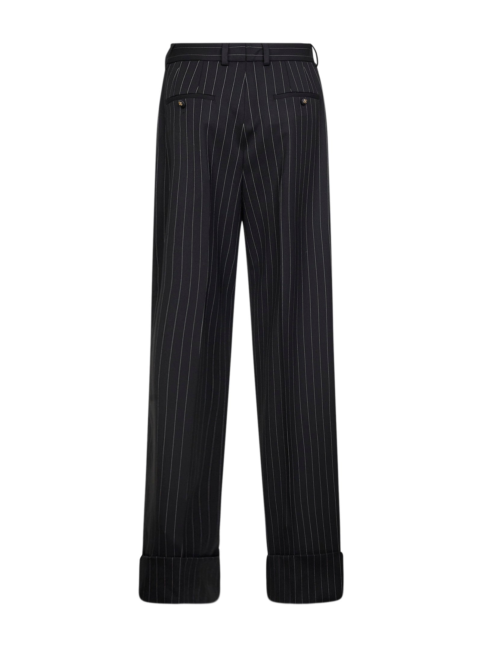 Dolce & Gabbana Women Black Two-Way Stretch Twill Pinstriped Trousers DOLCE & GABBANA
