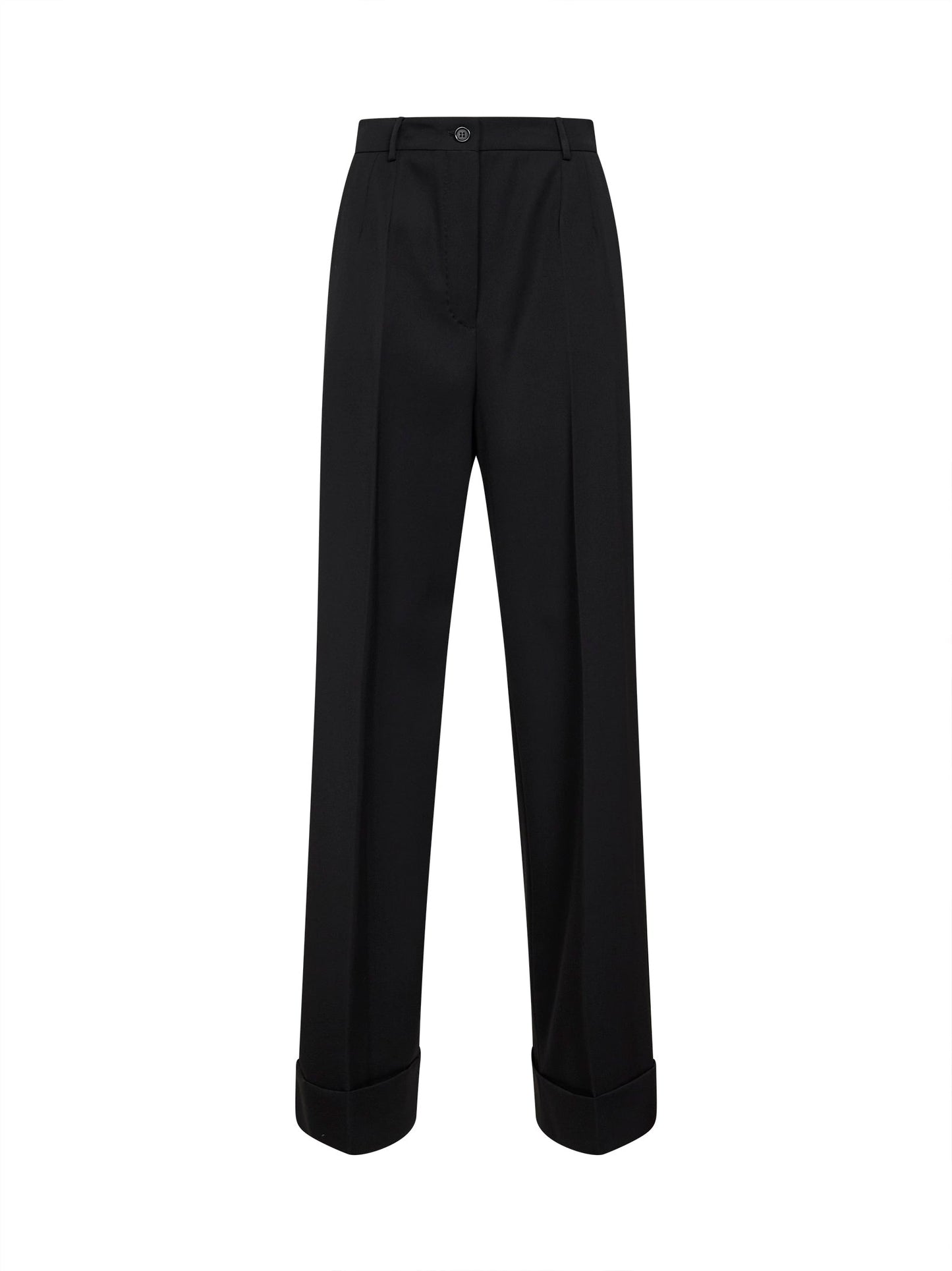 Dolce & Gabbana Women Black Wool Gabardine Straight Trousers DOLCE & GABBANA