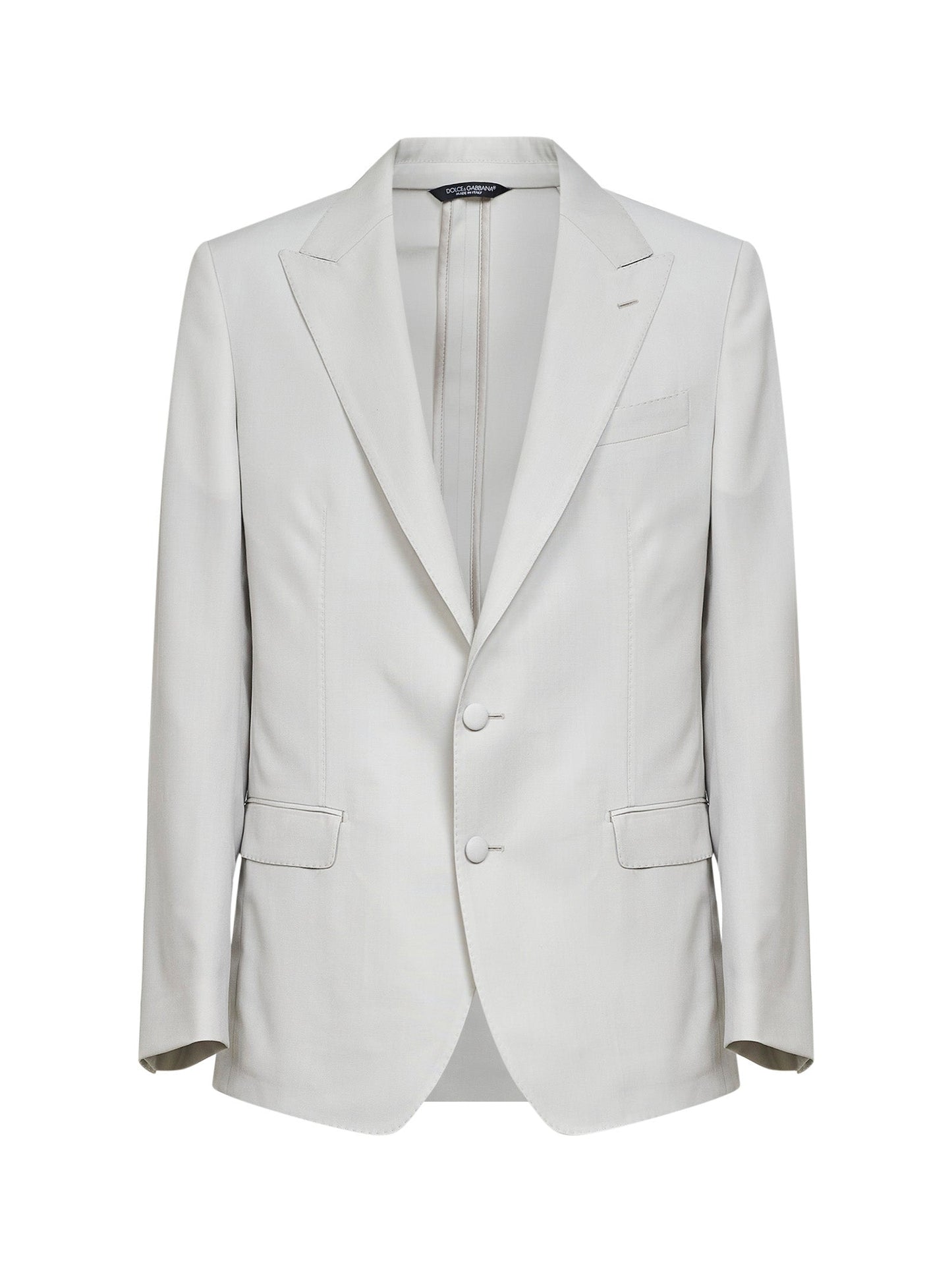 Dolce & Gabbana Men Beige Wool Poplin Single-Breasted Blazer DOLCE & GABBANA