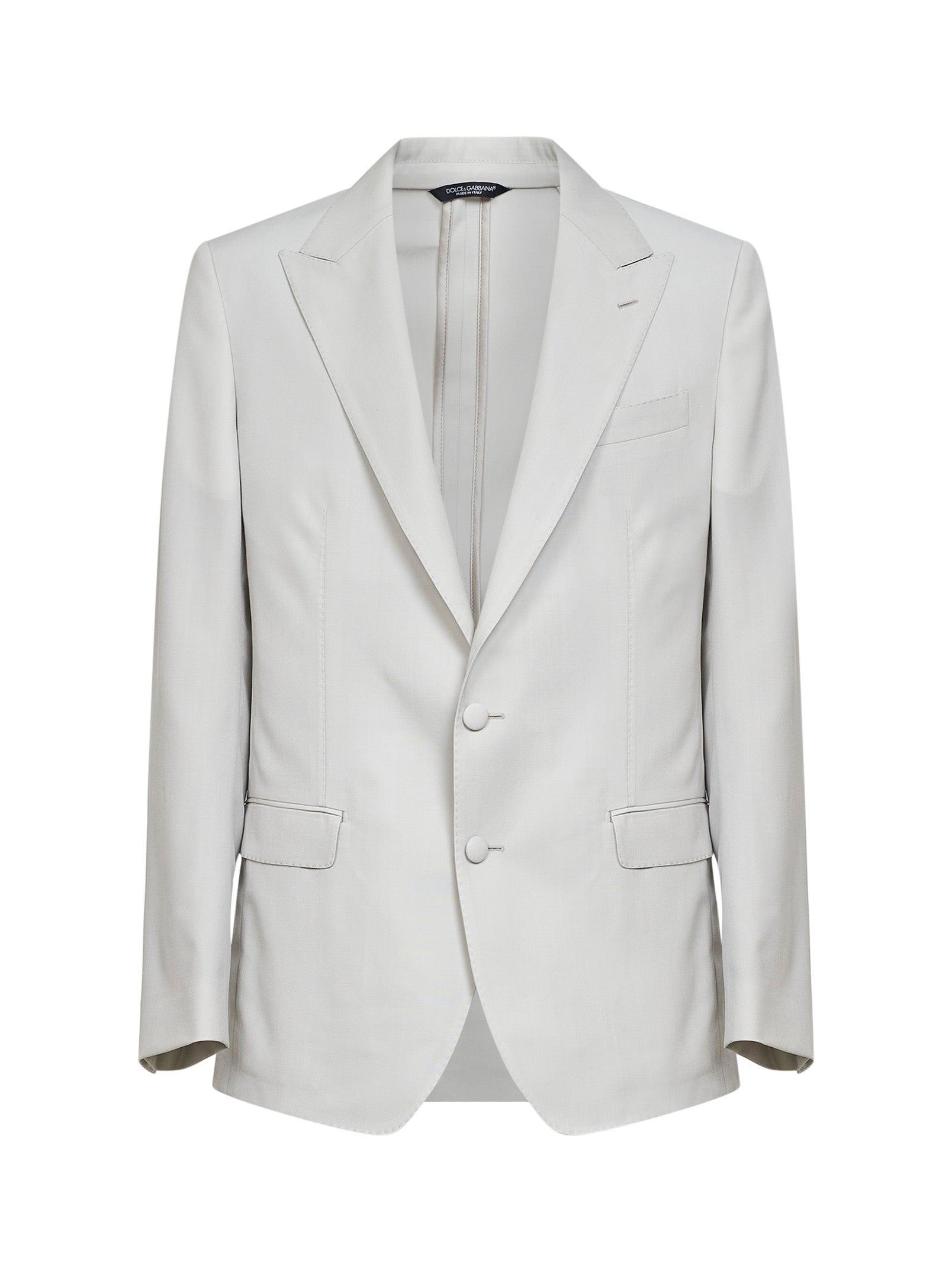 Dolce & Gabbana Men Beige Wool Poplin Single-Breasted Blazer DOLCE & GABBANA