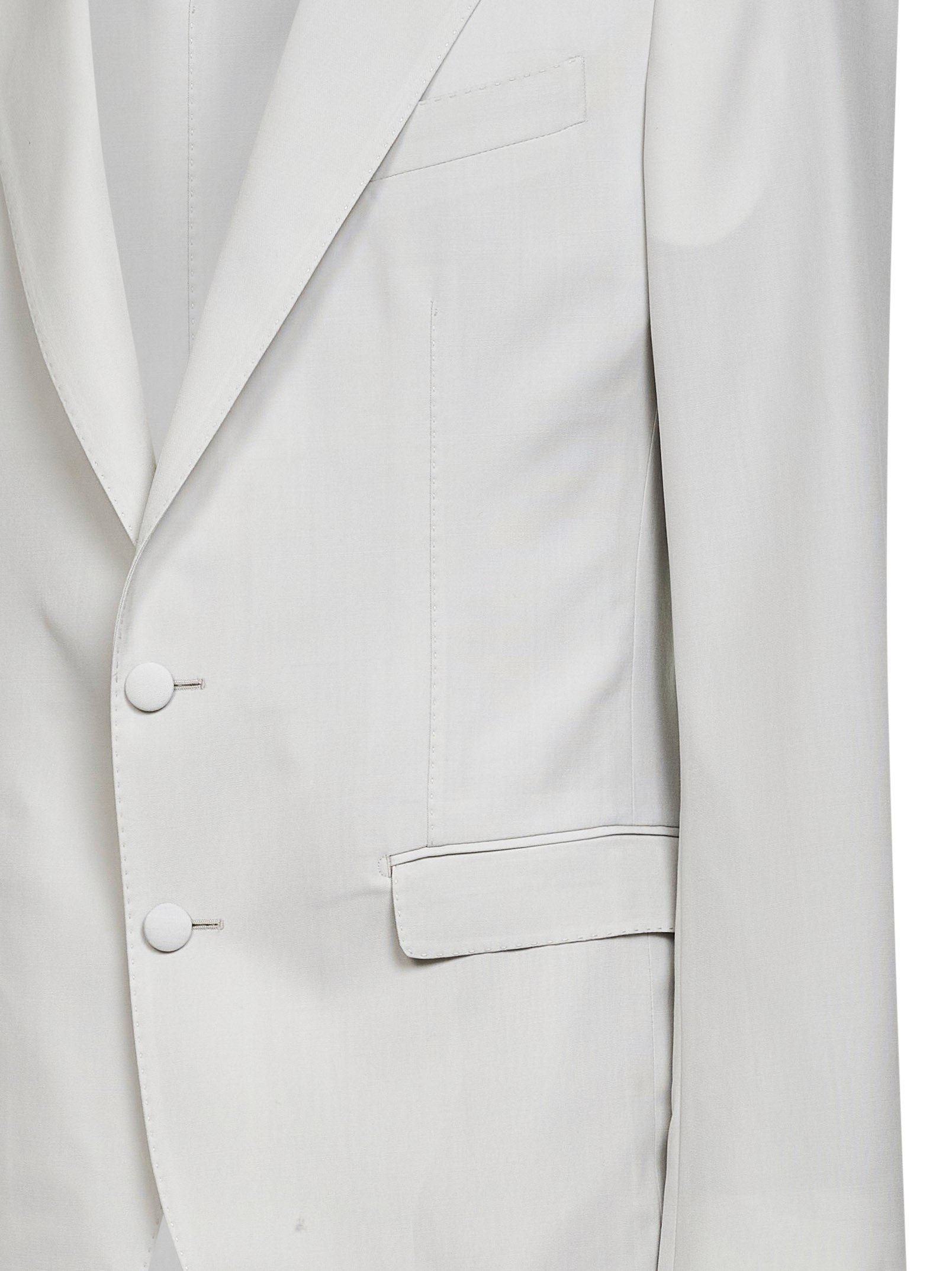 Dolce & Gabbana Men Beige Wool Poplin Single-Breasted Blazer DOLCE & GABBANA